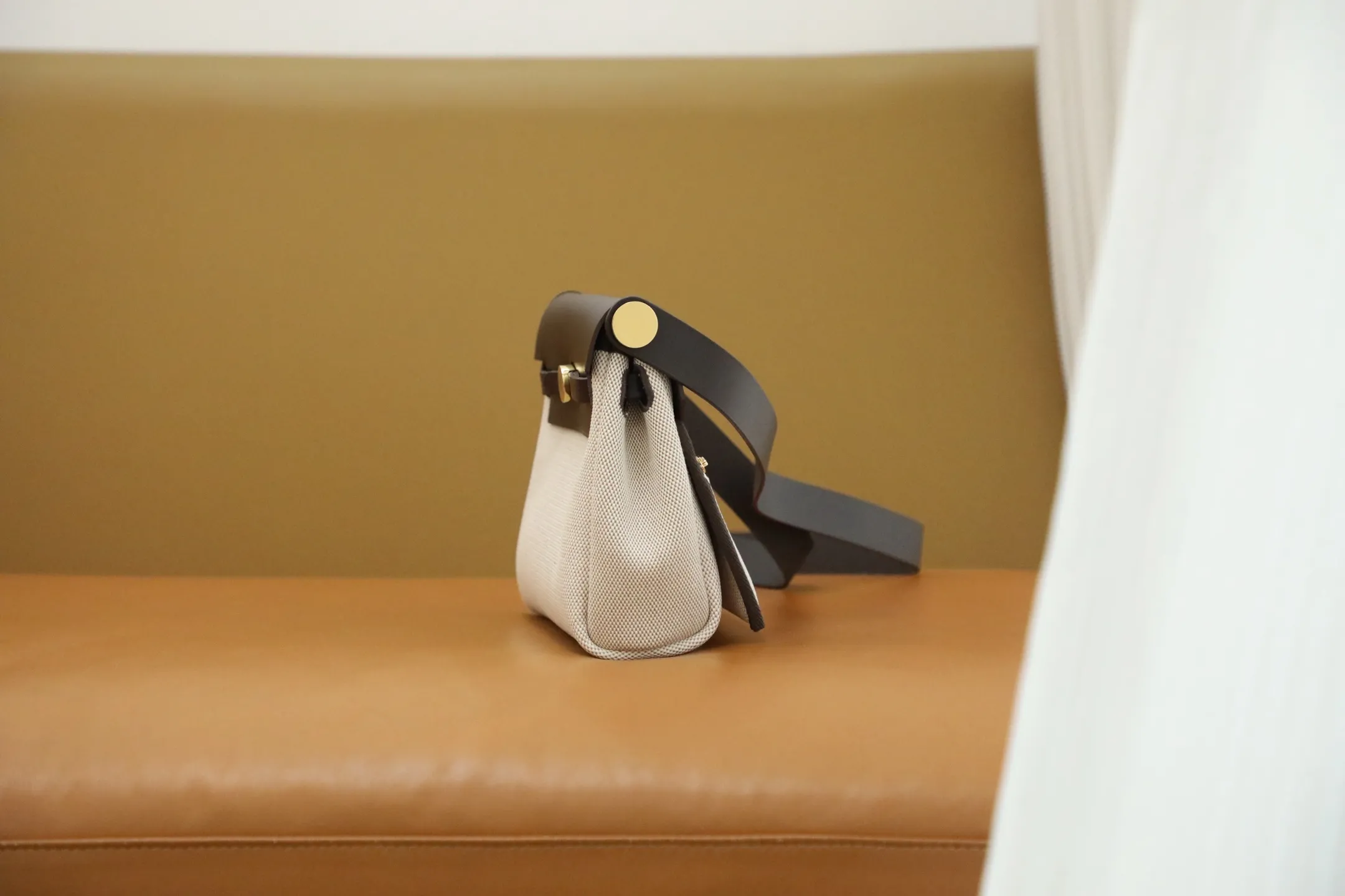 Herm??s Herbag Zip 20 Mini Ecru and Beige Toile H Canvas and Ebene Vache Hunter Palladium Hardware - 图片 4