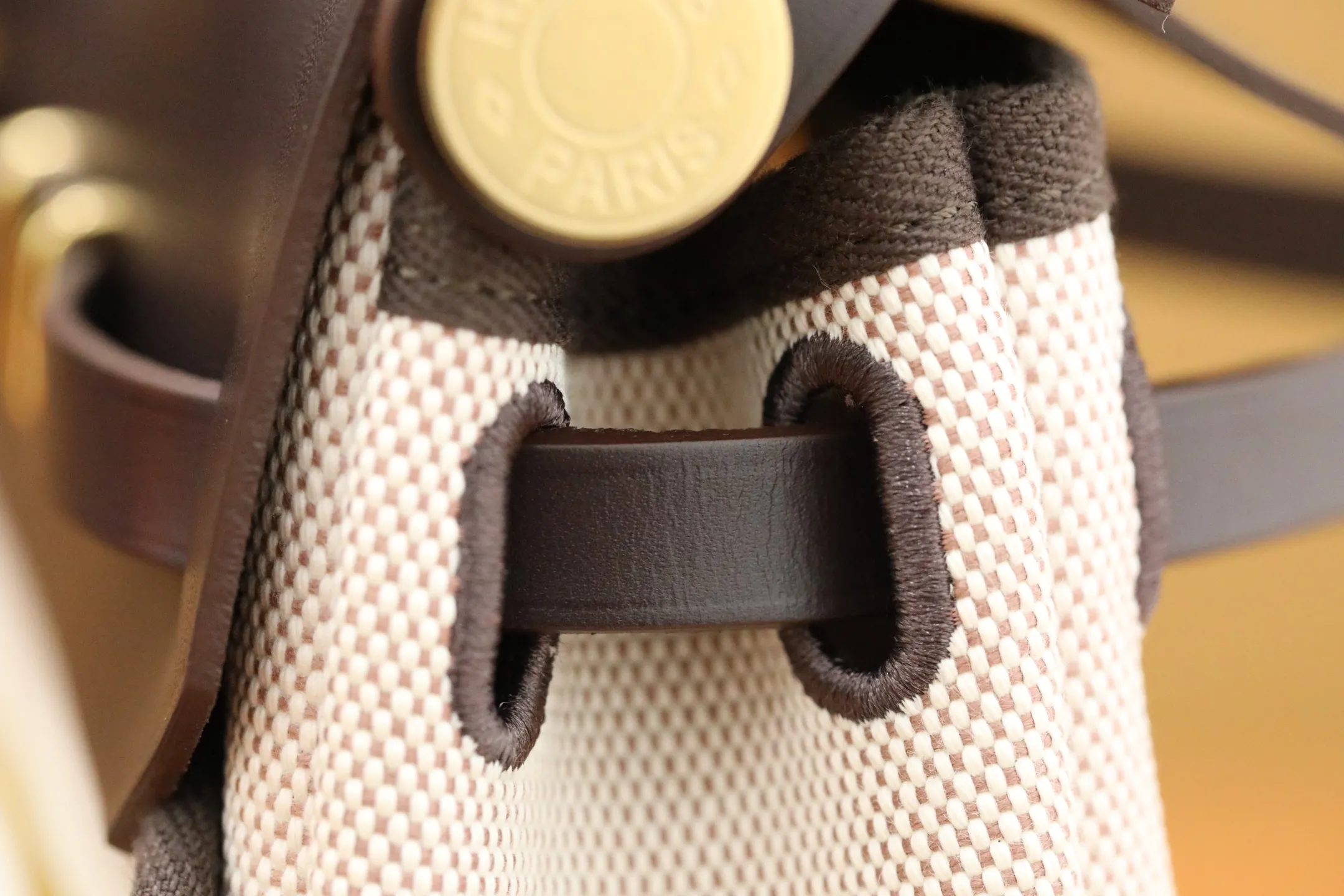 Herm??s Herbag Zip 20 Mini Ecru and Beige Toile H Canvas and Ebene Vache Hunter Palladium Hardware - 图片 8