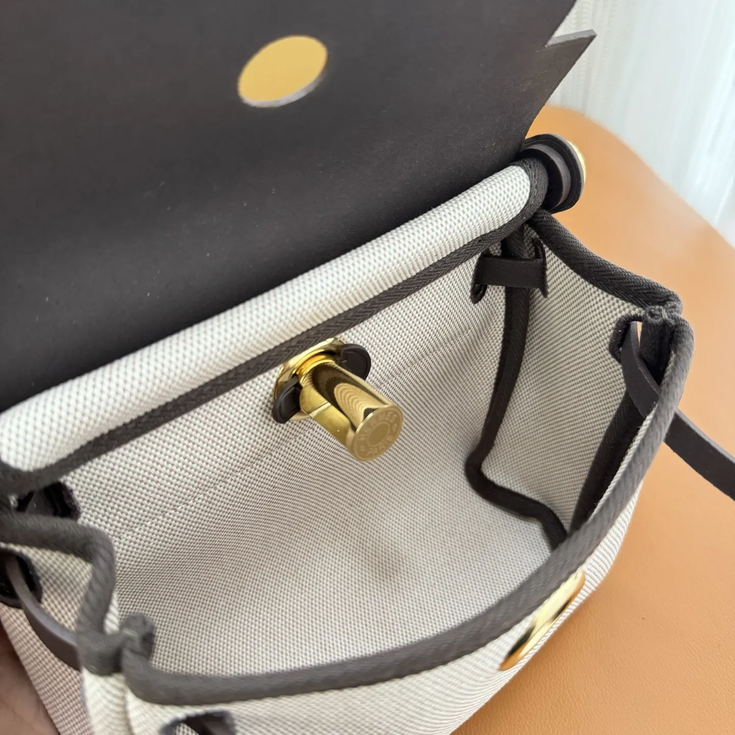Herm??s Herbag Zip 20 Mini Ecru and Beige Toile H Canvas and Ebene Vache Hunter Palladium Hardware - 图片 10