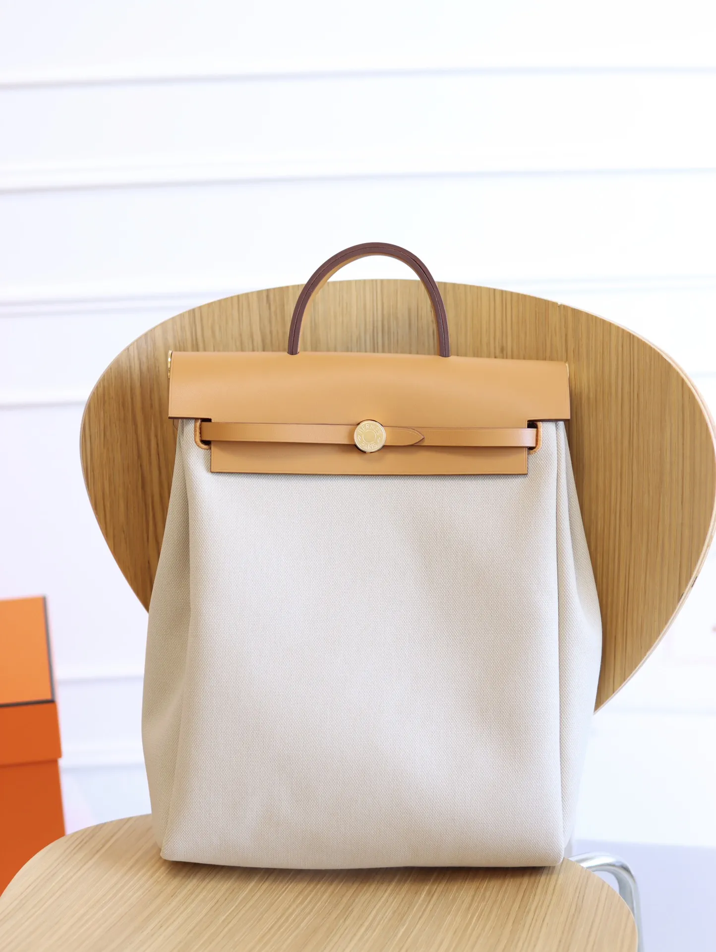 Herm??s Herbag Zip PM 31 Beton Toile H & Fauve Vache Hunter Gold Hardware - 图片 2
