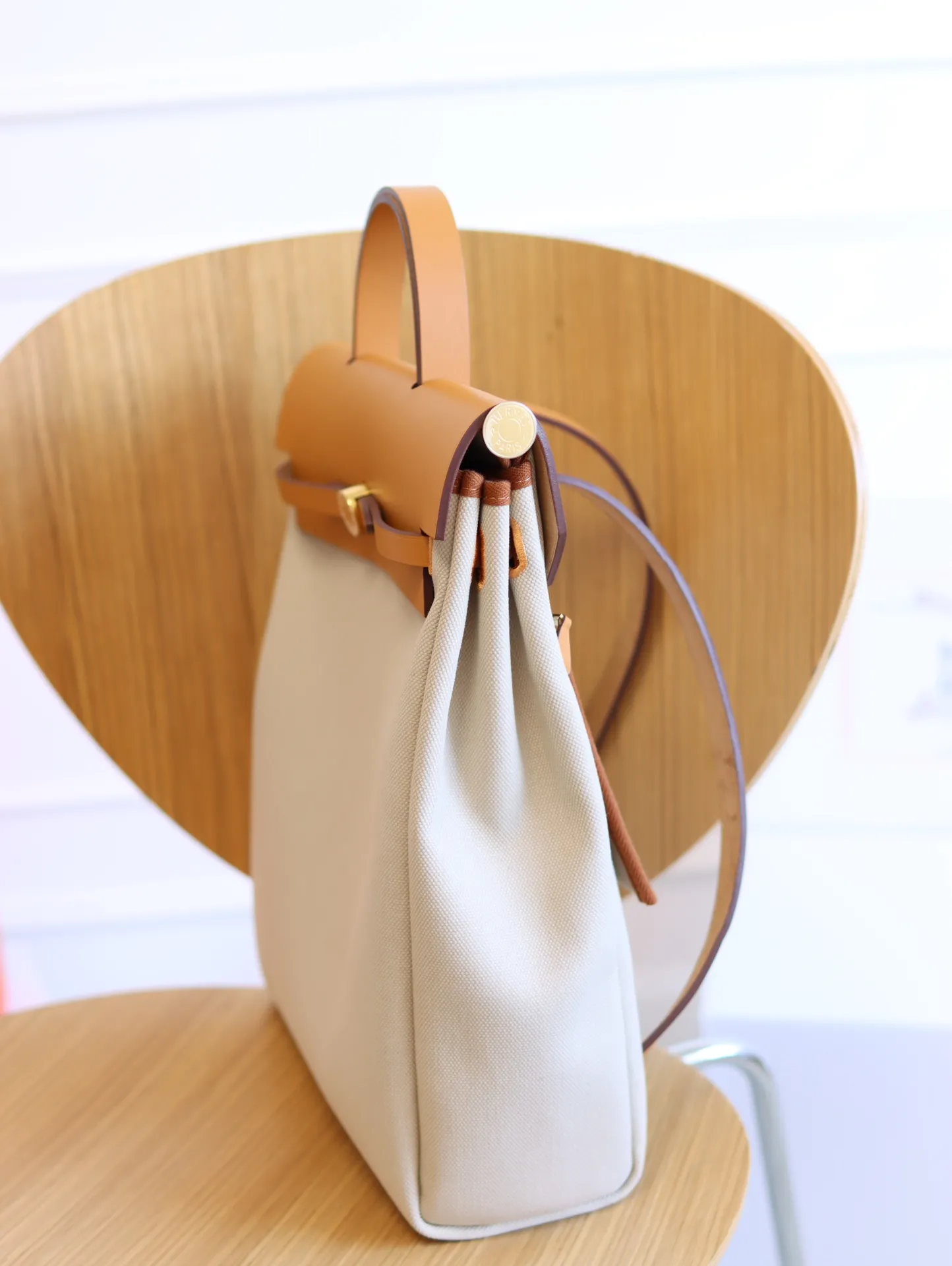 Herm??s Herbag Zip PM 31 Beton Toile H & Fauve Vache Hunter Gold Hardware - 图片 4