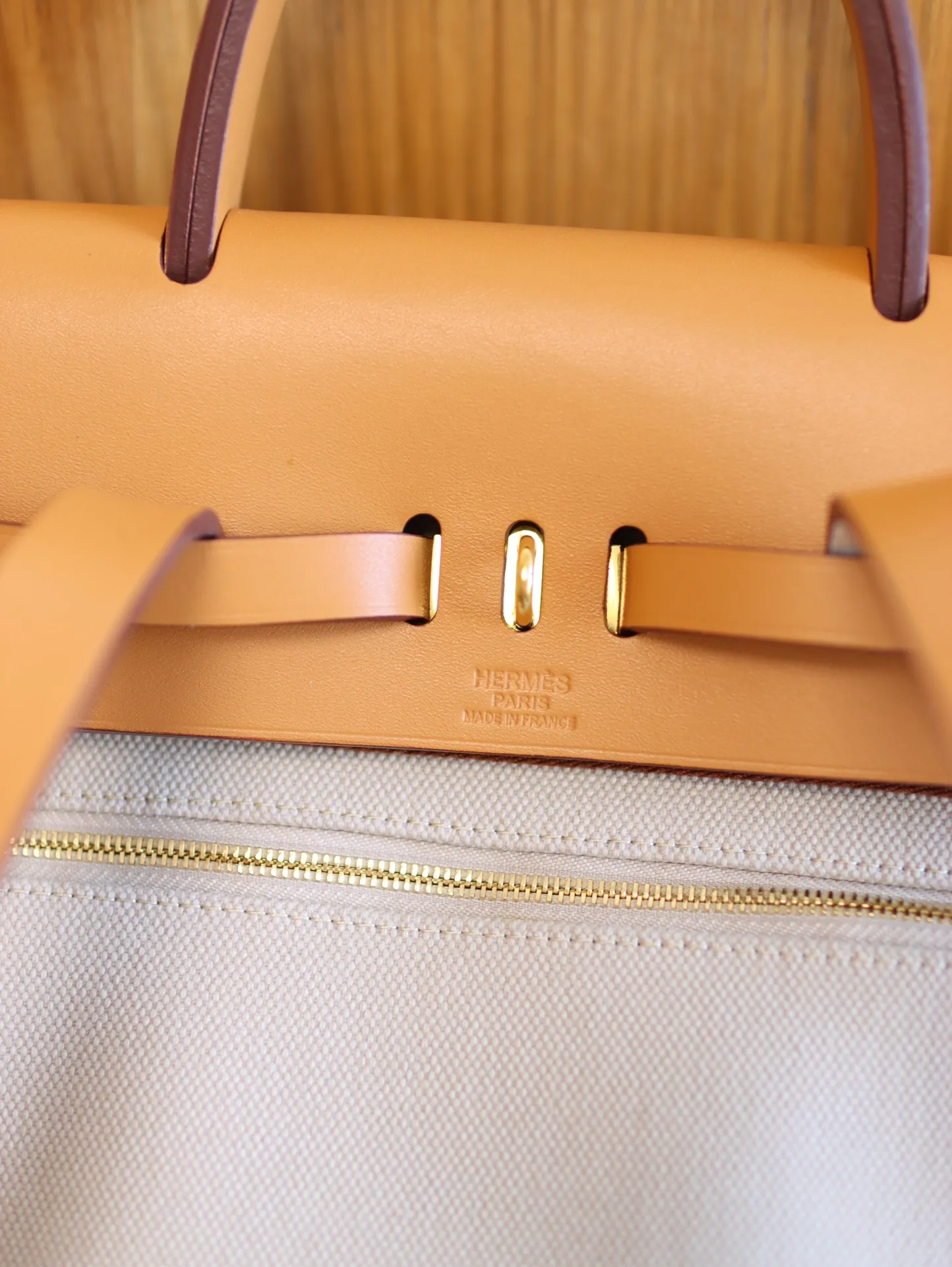 Herm??s Herbag Zip PM 31 Beton Toile H & Fauve Vache Hunter Gold Hardware - 图片 6