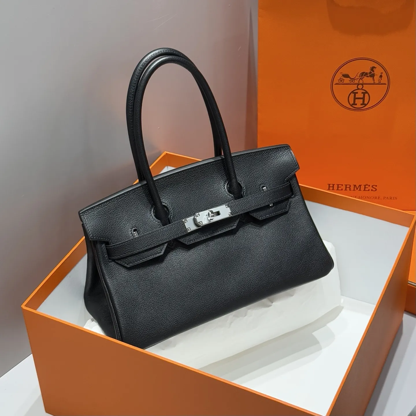 Alternative view of Hermes Shoulder Birkin 29 Pre-Owned Bag Swift Leather Ebony Color