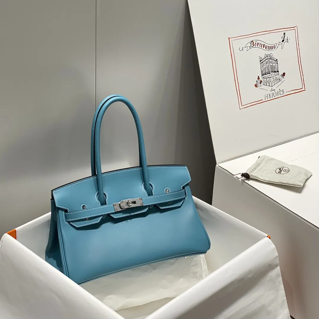 Hermes Shoulder Birkin 29 Pre-Owned Bag Swift Leather Blue - Image 3