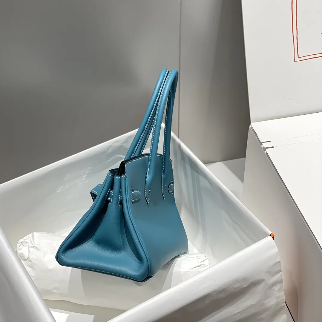 Hermes Shoulder Birkin 29 Pre-Owned Bag Swift Leather Blue - Image 5
