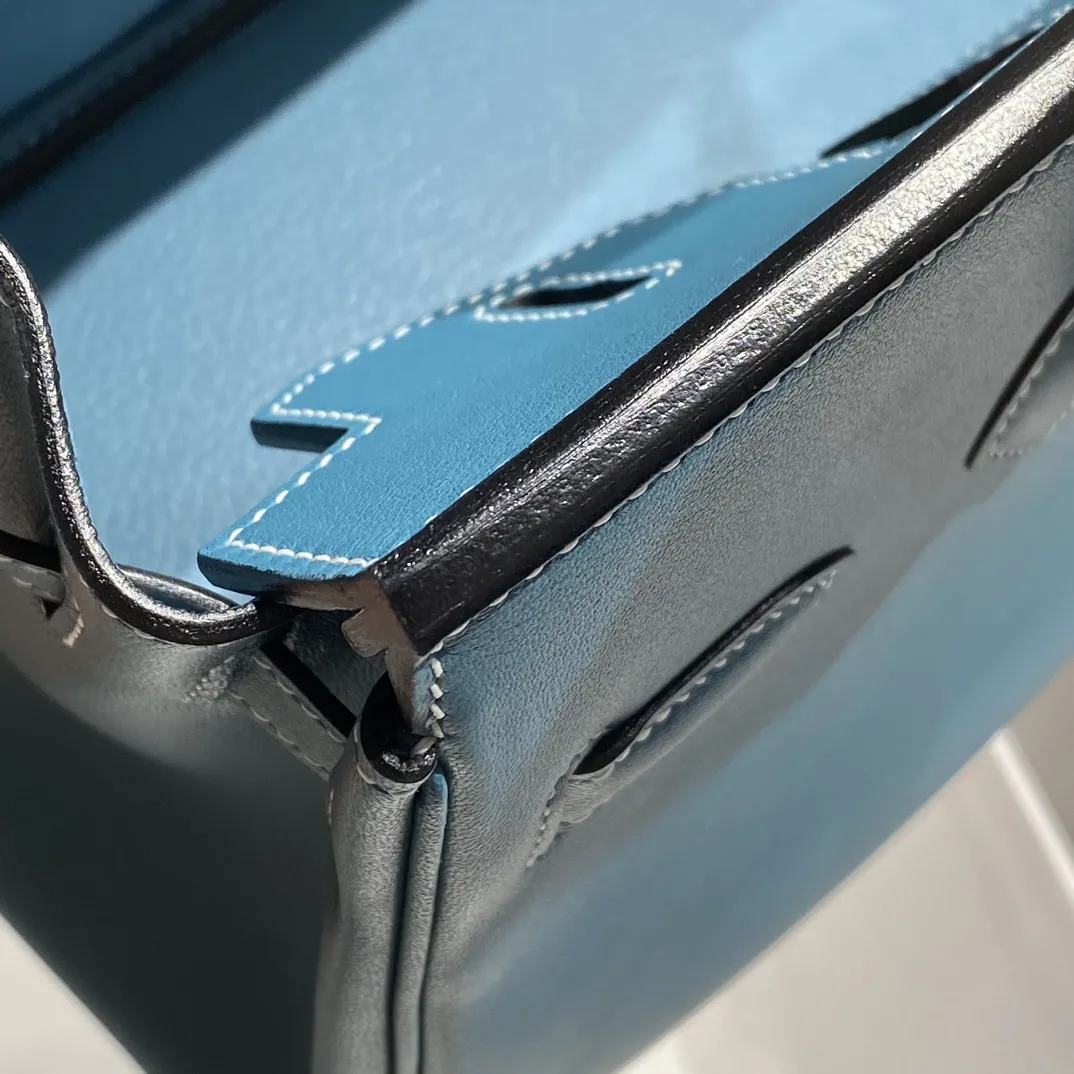 Hermes Shoulder Birkin 29 Pre-Owned Bag Swift Leather Blue - Image 9