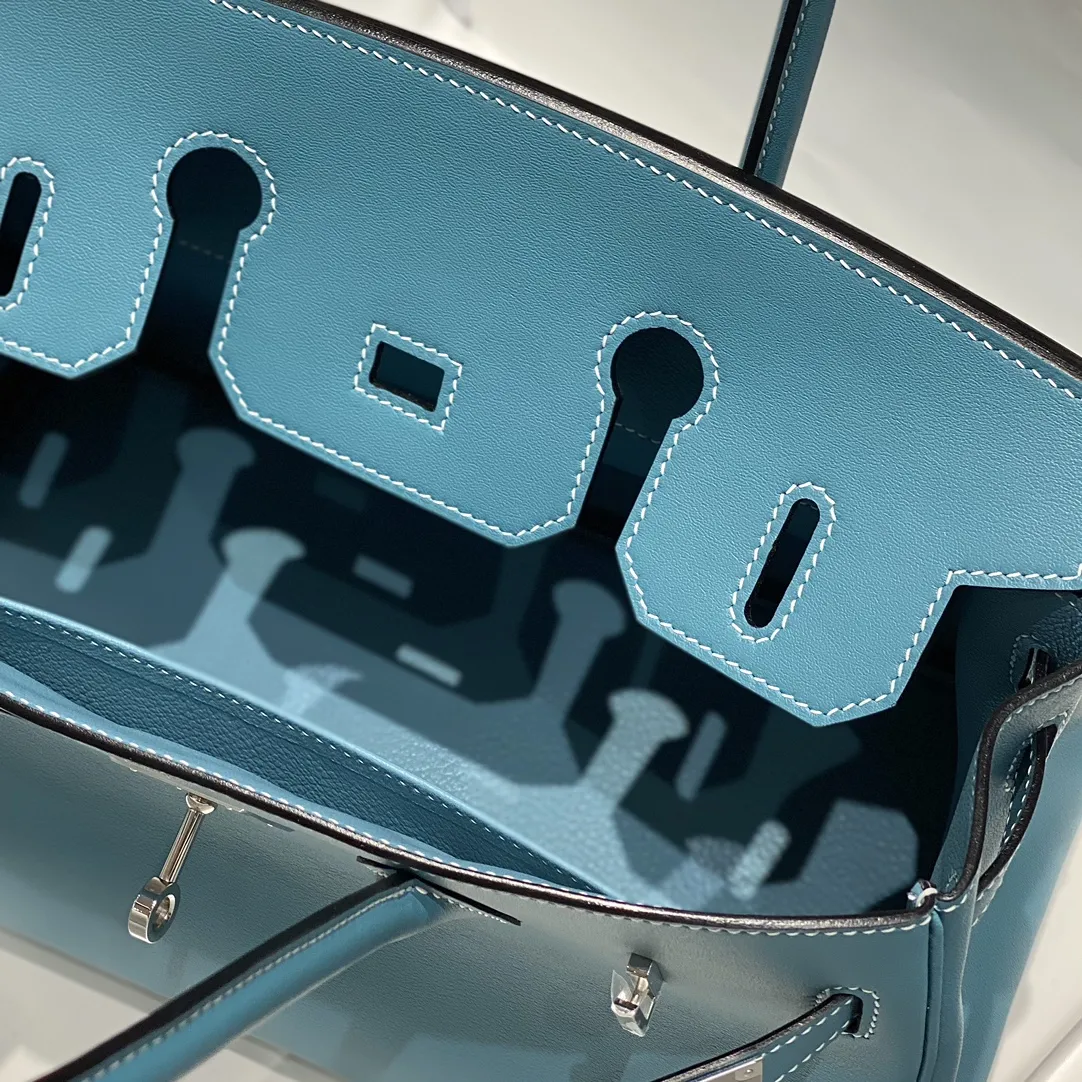 Hermes Shoulder Birkin 29 Pre-Owned Bag Swift Leather Blue - Image 10