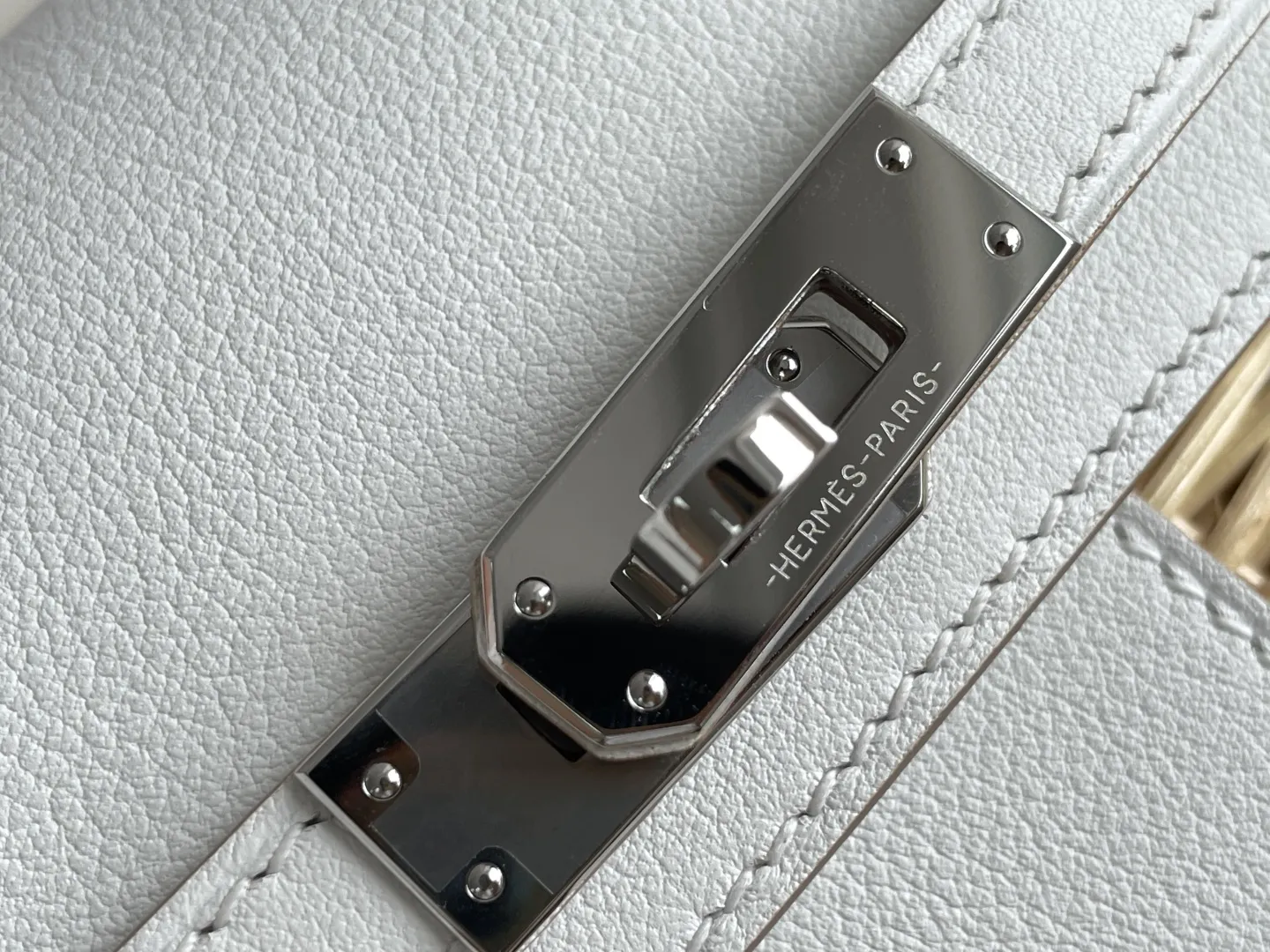 Herm??s Mini Picnic Kelly 20 White Swift and Osier Wicker Palladium Hardware - 图片 8