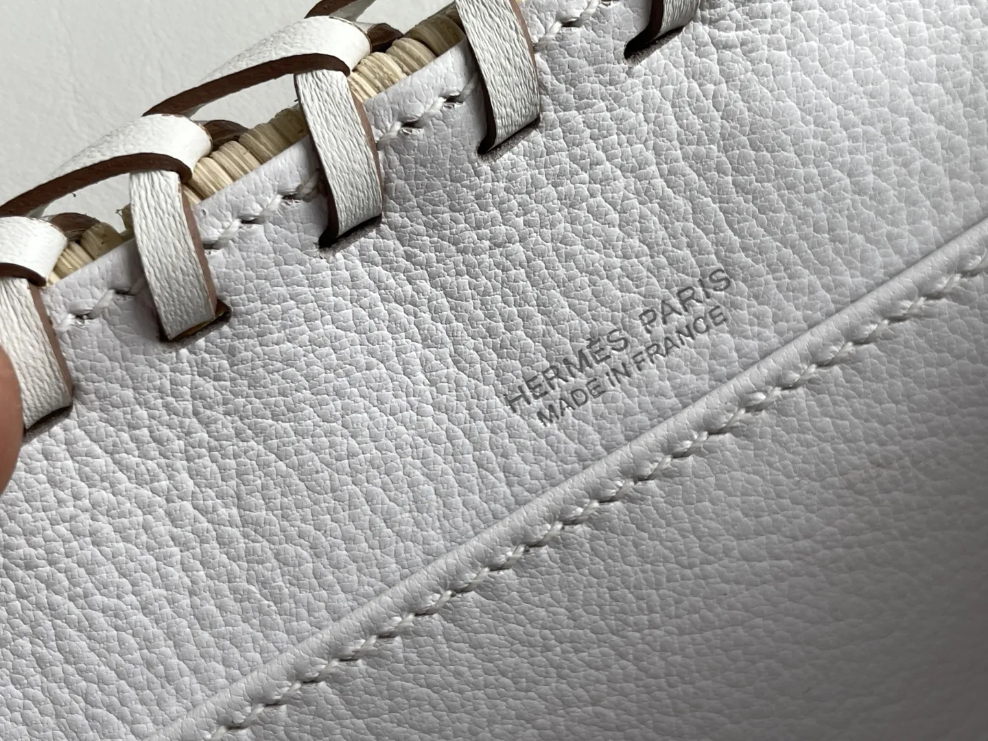 Herm??s Mini Picnic Kelly 20 White Swift and Osier Wicker Palladium Hardware - 图片 10