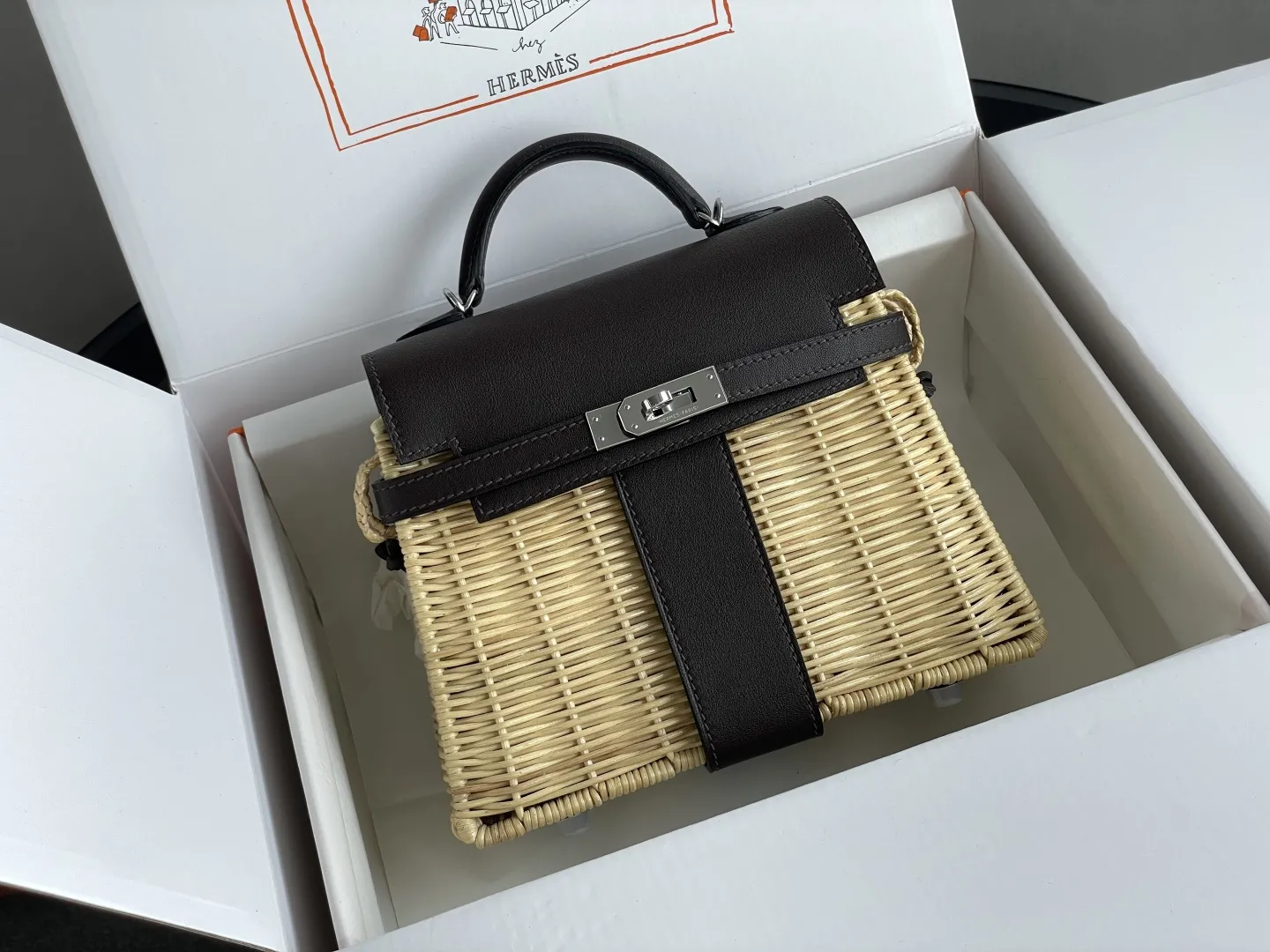 Alternative view of Herm??s Mini Picnic Kelly 20 Black Box Palladium Hardware