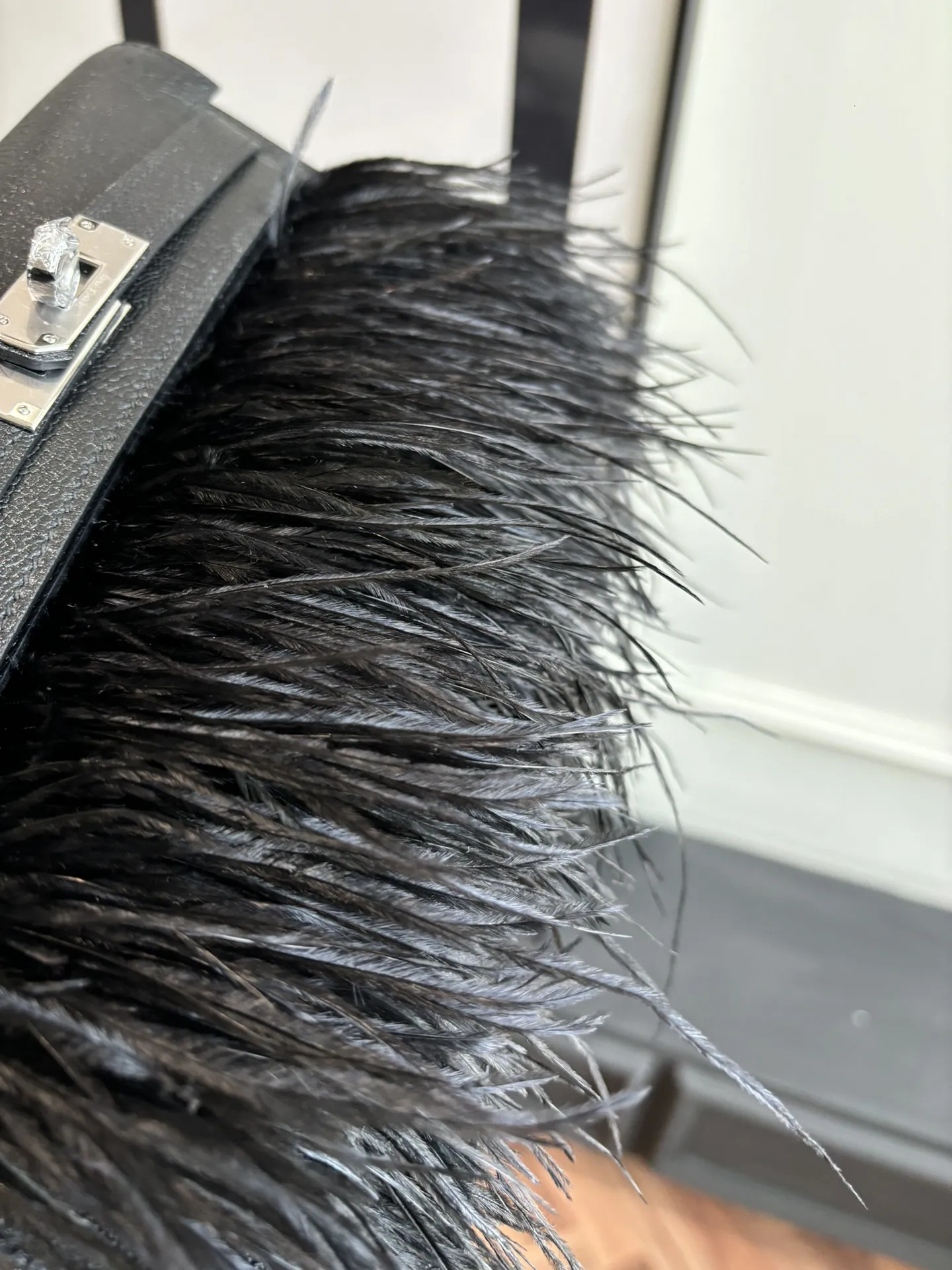 Herm??s Kelly Elan Foile Chevre Chamkila and Ostrich Feather Palladium Hardware - 图片 7