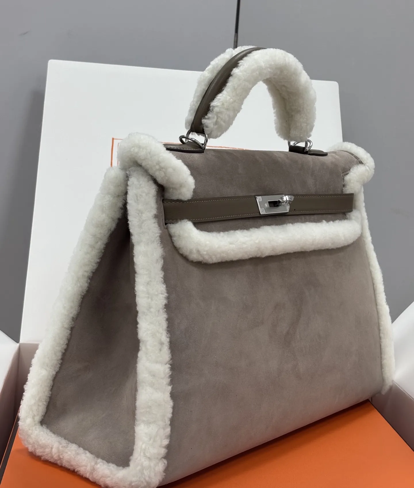 Herm??s Teddy Kelly 20 Gris Caillou and Etoupe Swift Palladium Hardware - 图片 4