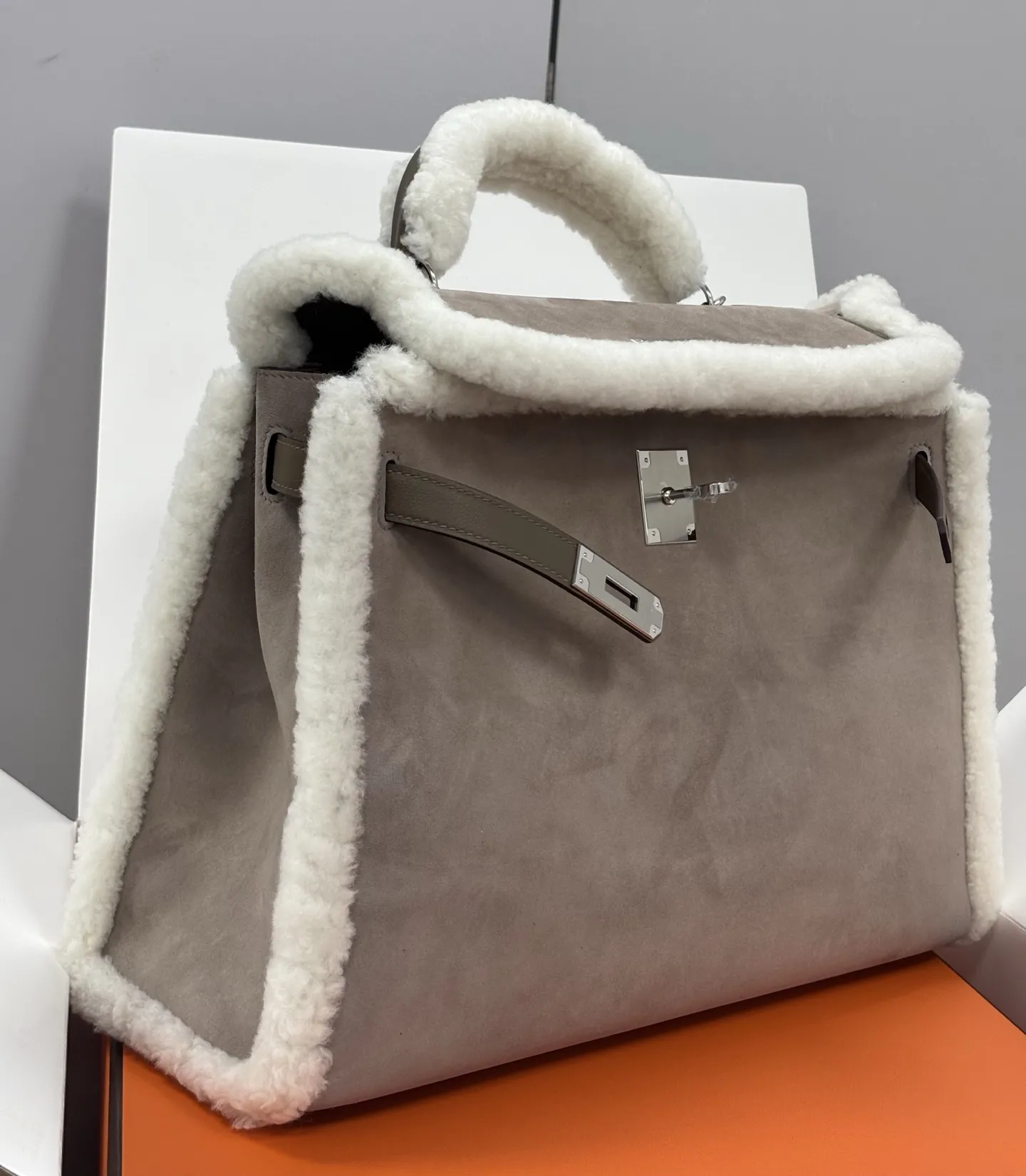 Herm??s Teddy Kelly 20 Gris Caillou and Etoupe Swift Palladium Hardware - 图片 10