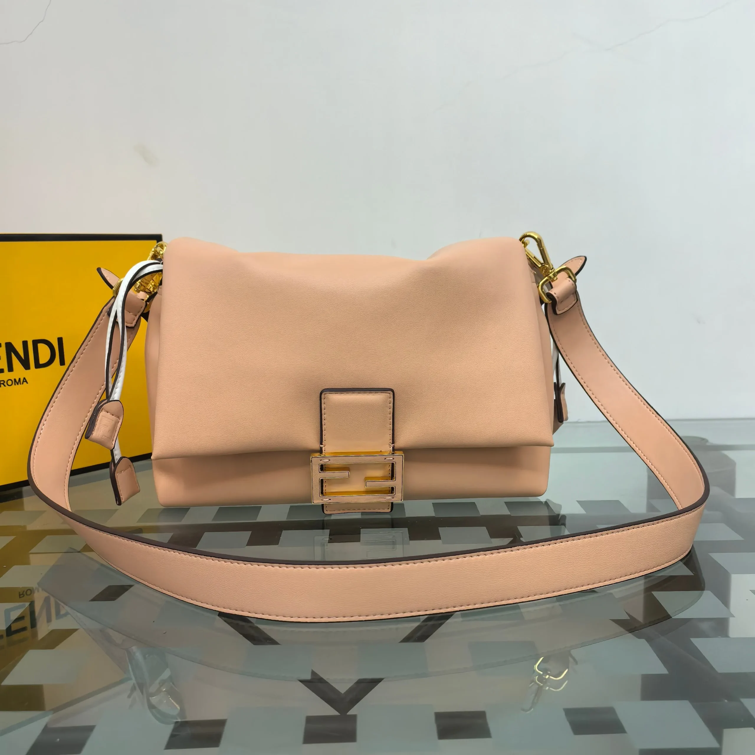 Alternative view of Fendi Mamma Baguette Medium Cappuccino Nappa Leather Bag 8BR833