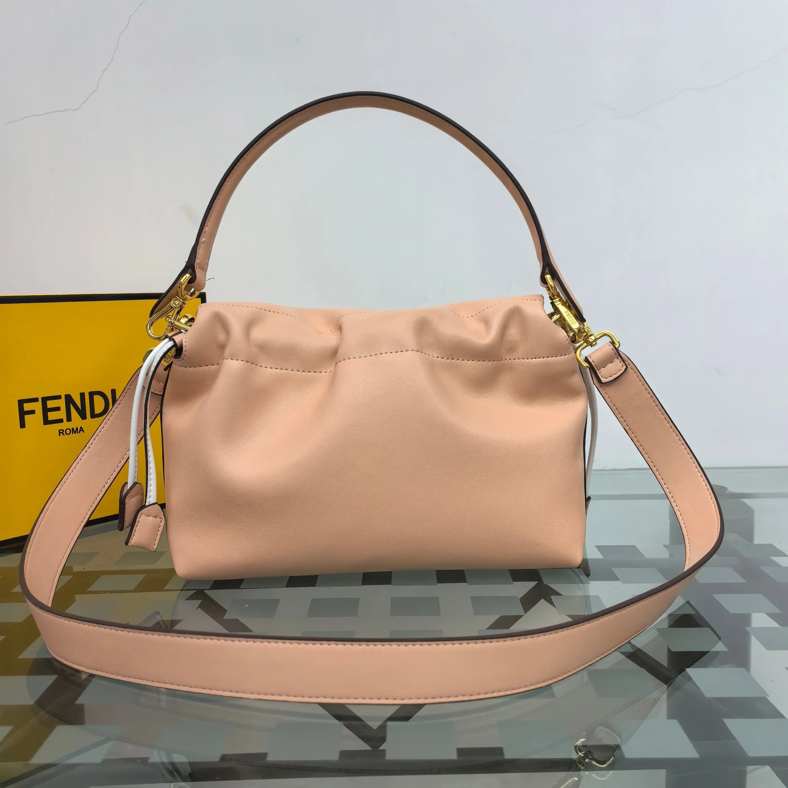 Fendi Mamma Baguette Medium Cappuccino Nappa Leather Bag 8BR833 - Image 3