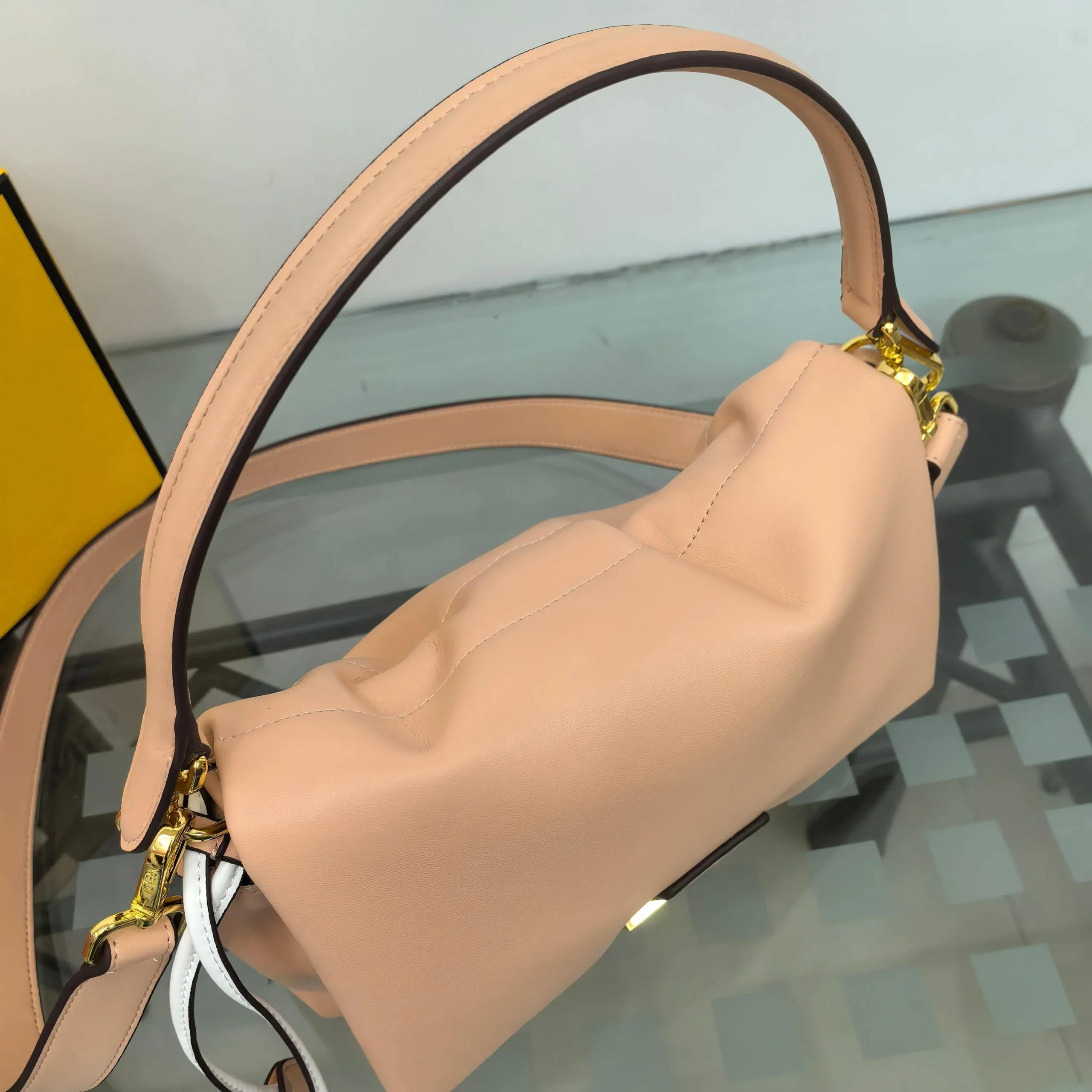 Fendi Mamma Baguette Medium Cappuccino Nappa Leather Bag 8BR833 - Image 7