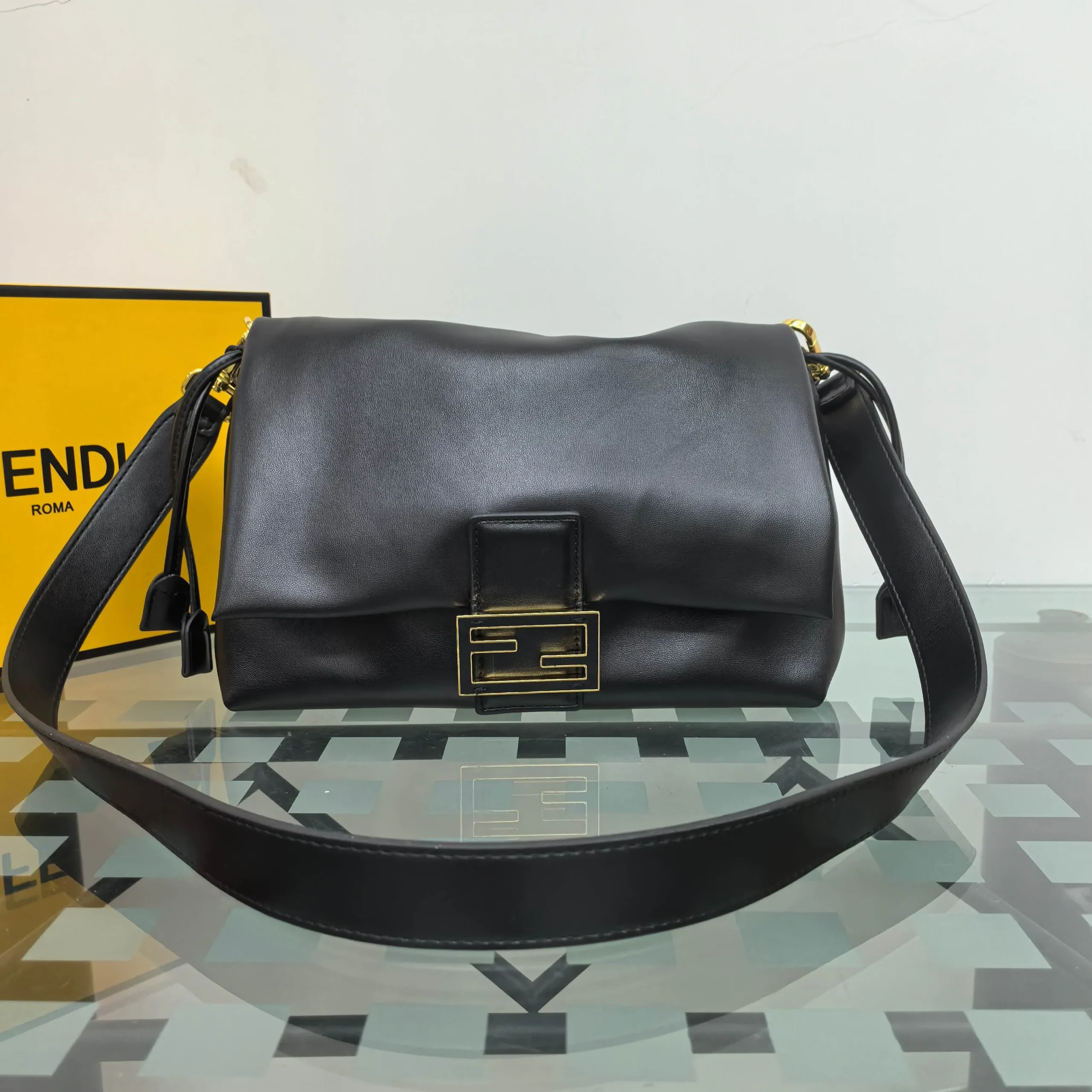 Alternative view of Fendi Mamma Baguette Medium Sienna Black Nappa Leather Bag 8BR833