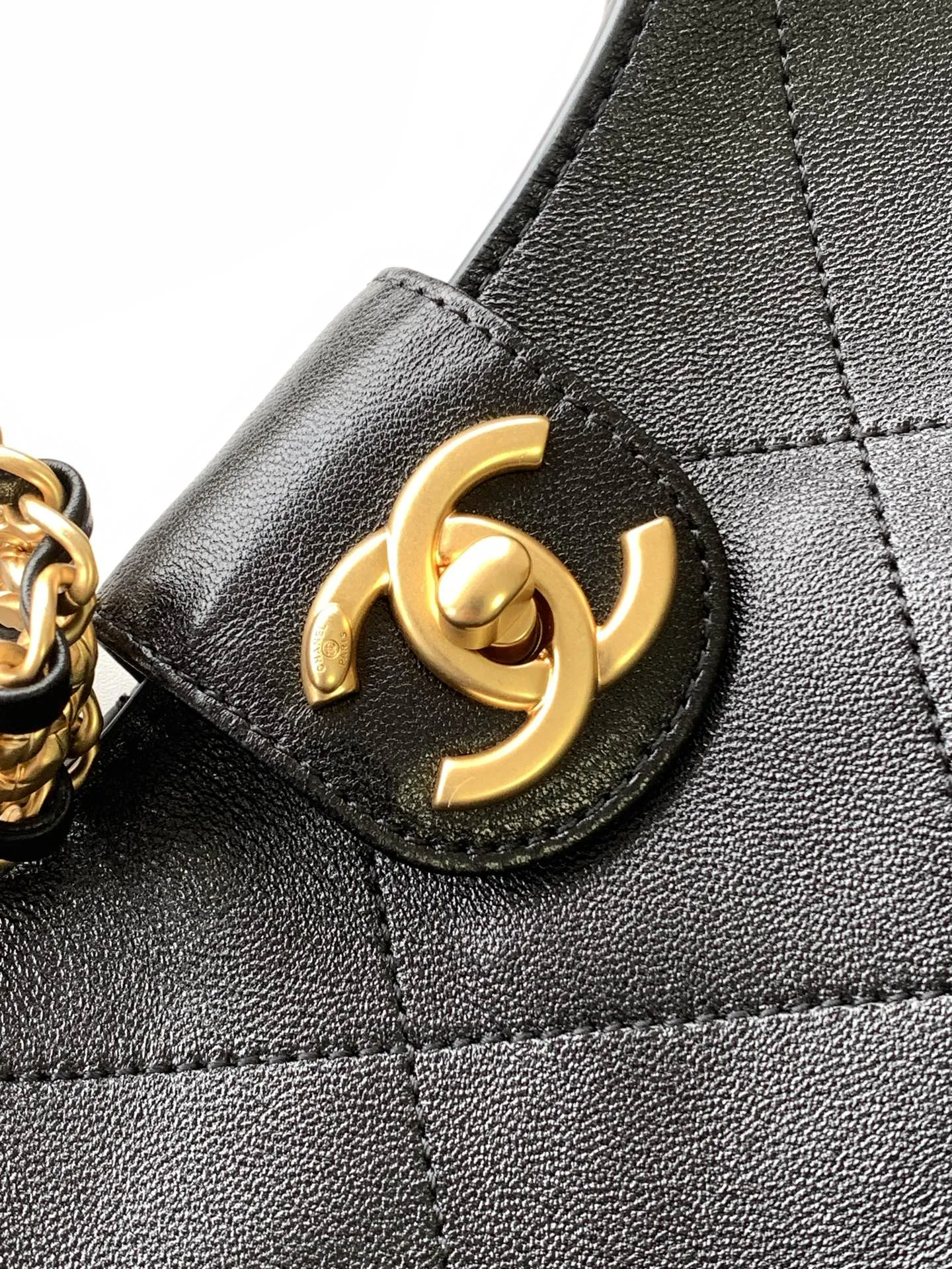 Chanel Small Black Lambskin Quilted Braided Chain Hobo Bag Gold Hardware AS5403 - Image 6
