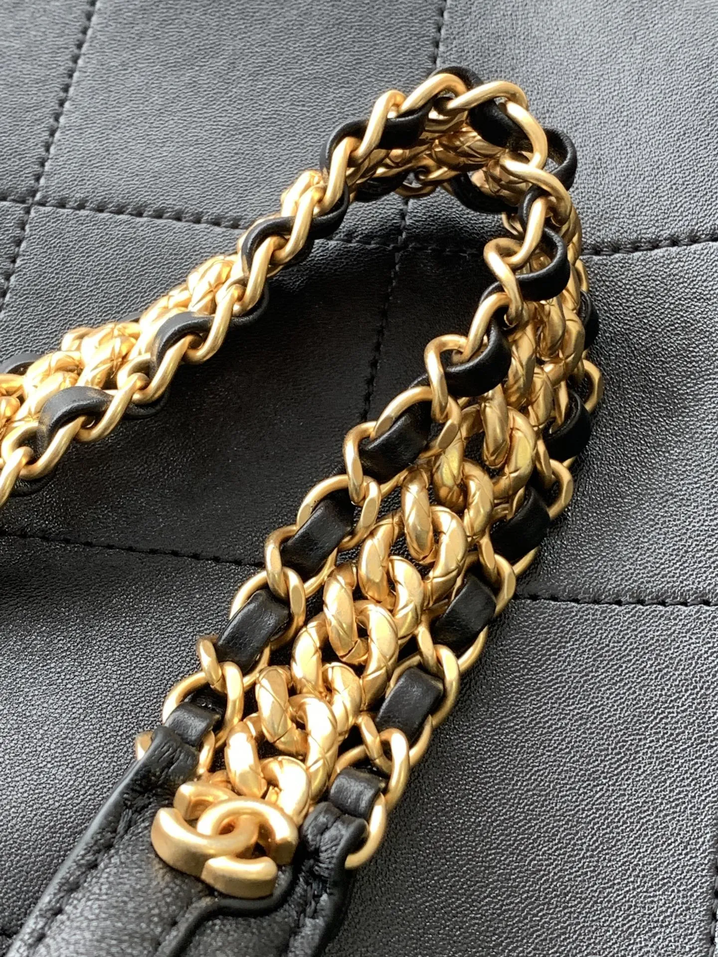Chanel Small Black Lambskin Quilted Braided Chain Hobo Bag Gold Hardware AS5403 - Image 7