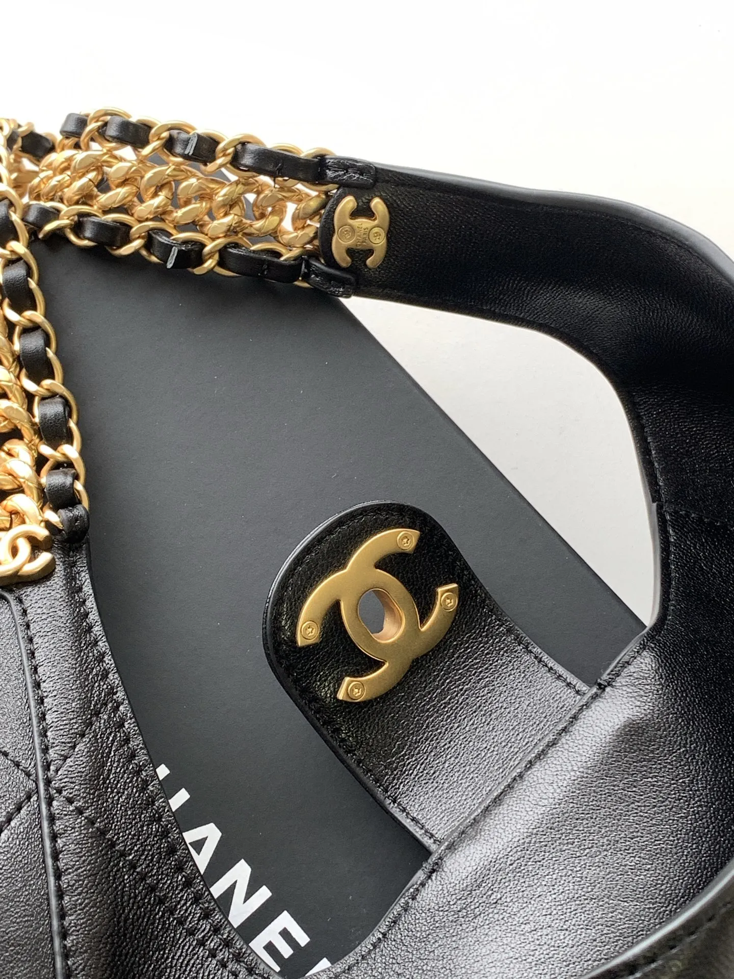 Chanel Small Black Lambskin Quilted Braided Chain Hobo Bag Gold Hardware AS5403 - Image 9