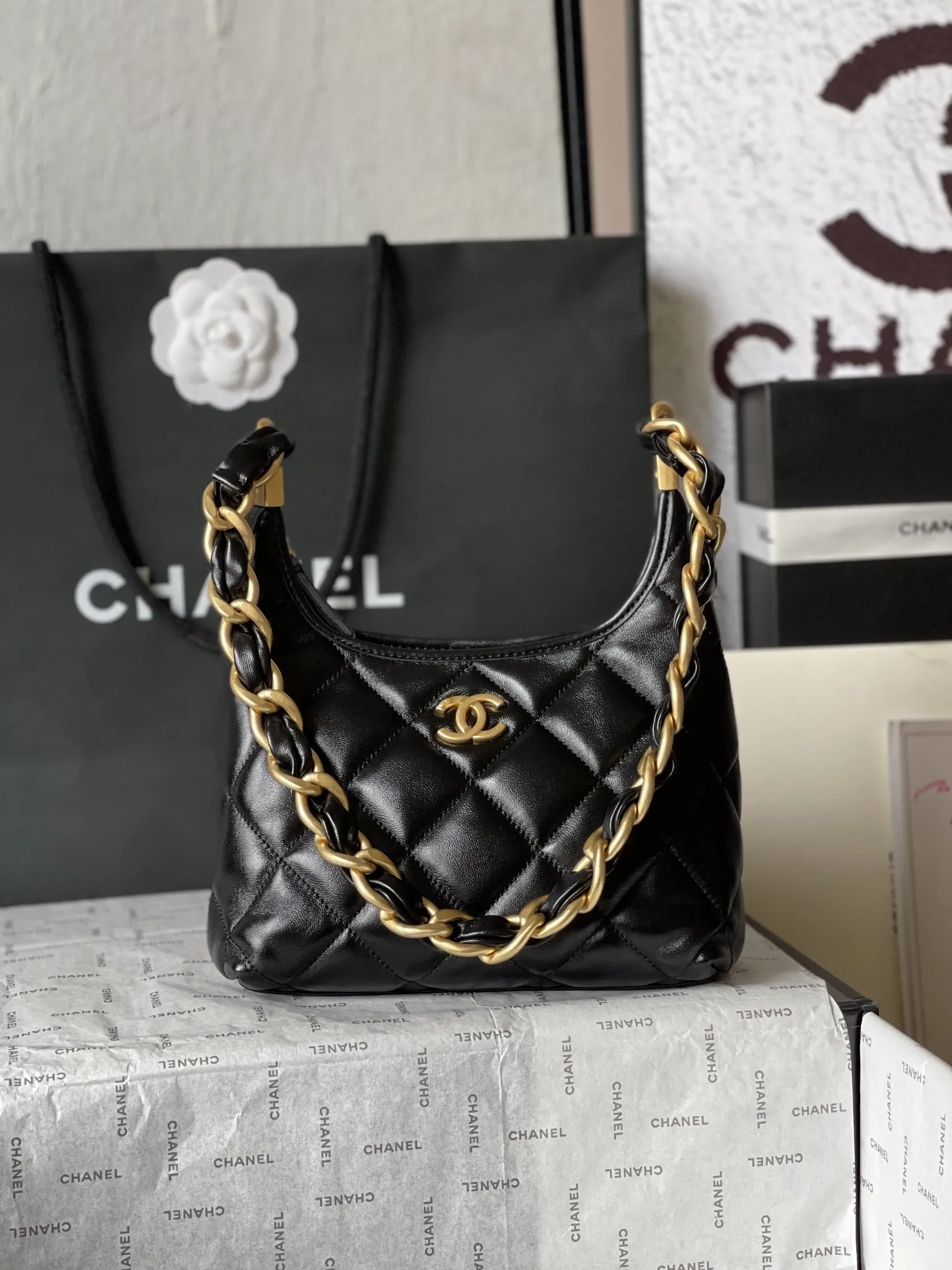 Alternative view of Chanel Small Hobo Bag in Shiny Lambskin AS4922