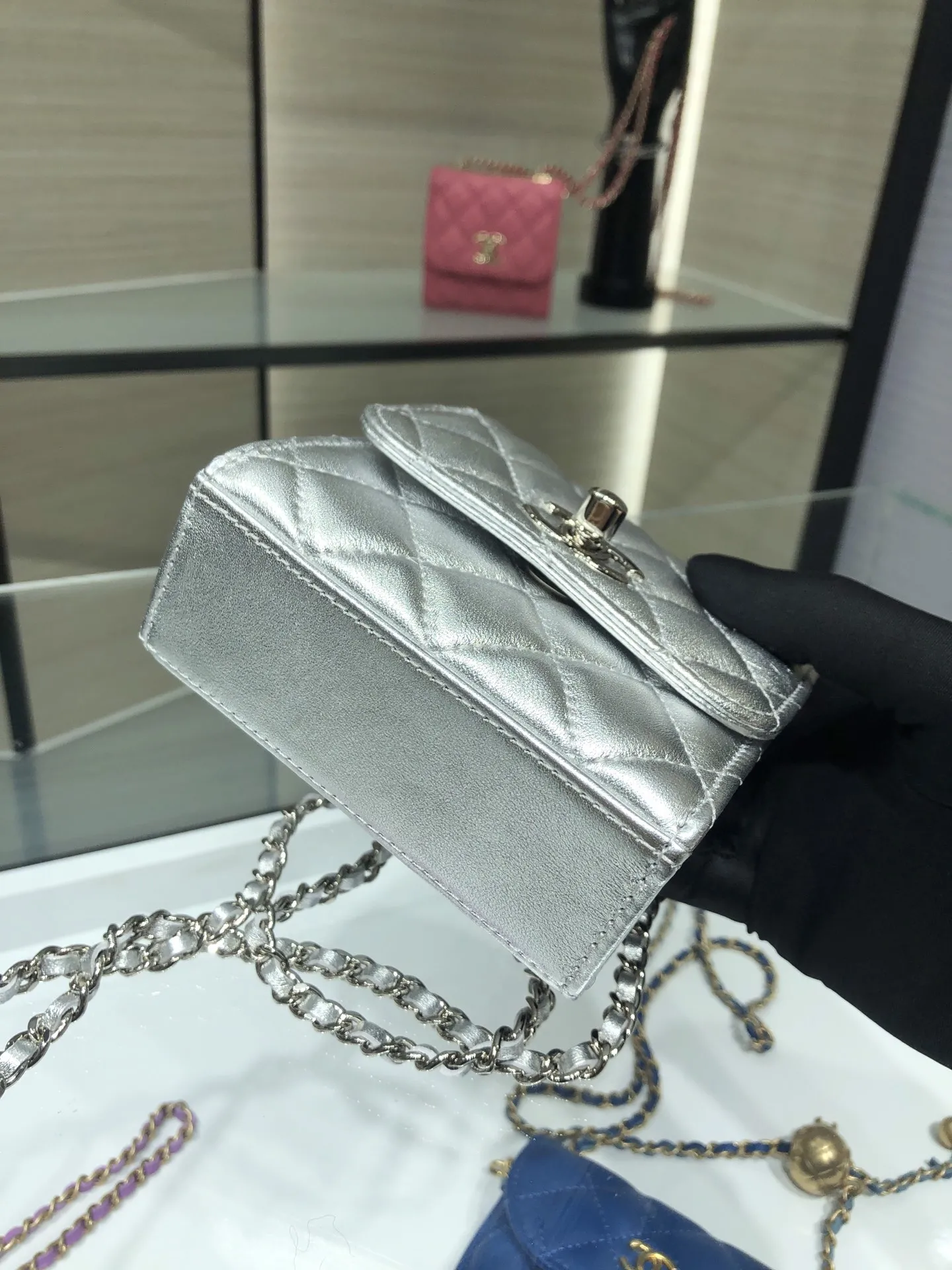 Chanel Quilted Lambskin Trendy Cc Mini Chain Wallet A81633 - Image 6