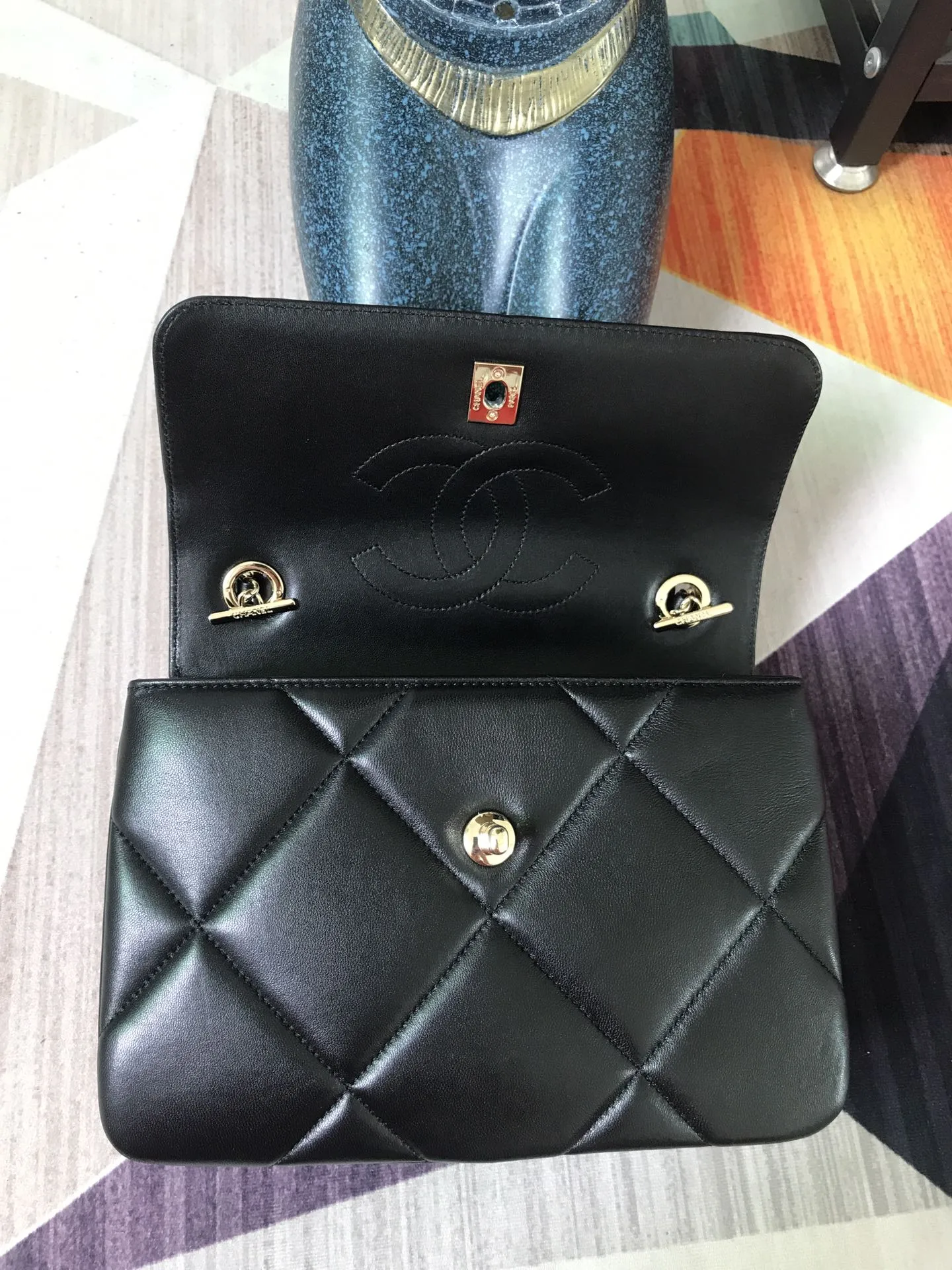 Chanel Small Black Quilted Lambskin Trendy CC Flap A92236 - Image 8