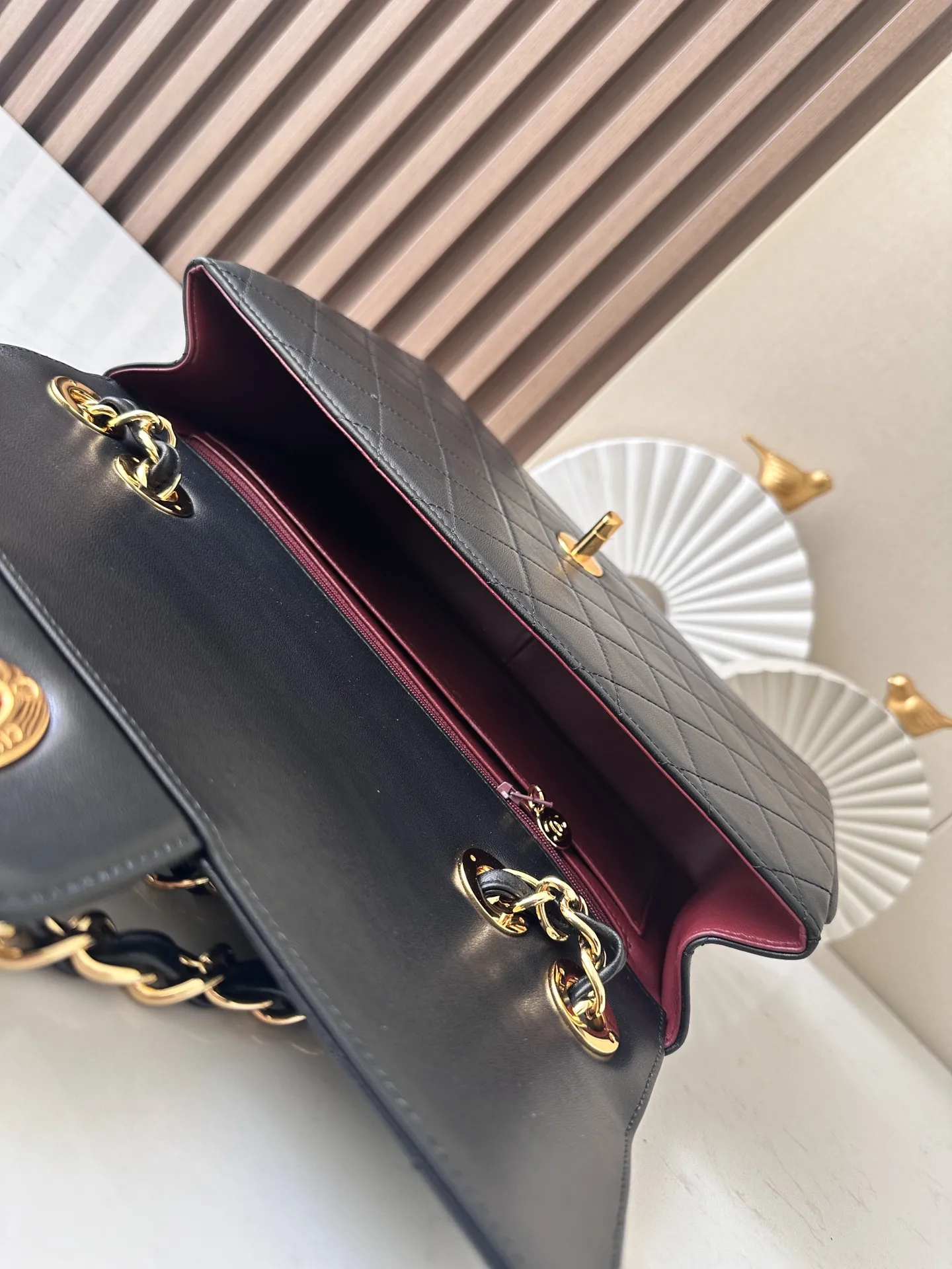 Chanel Vintage Classic Flap Handbag Large Lambskin Gold A2222 - 图片 8
