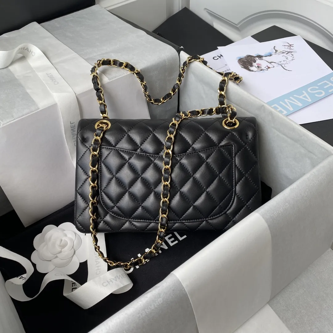 CHANEL Small Classic Flap Handbag Lambskin Gold A01113 - 图片 3