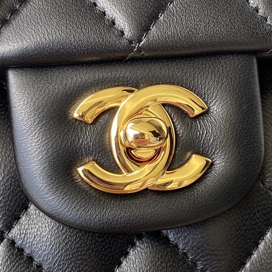 CHANEL Small Classic Flap Handbag Lambskin Gold A01113 - 图片 4