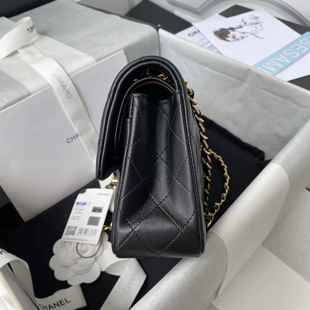 CHANEL Small Classic Flap Handbag Lambskin Gold A01113 - 图片 6