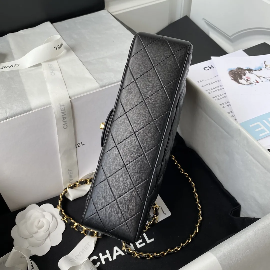CHANEL Small Classic Flap Handbag Lambskin Gold A01113 - 图片 7