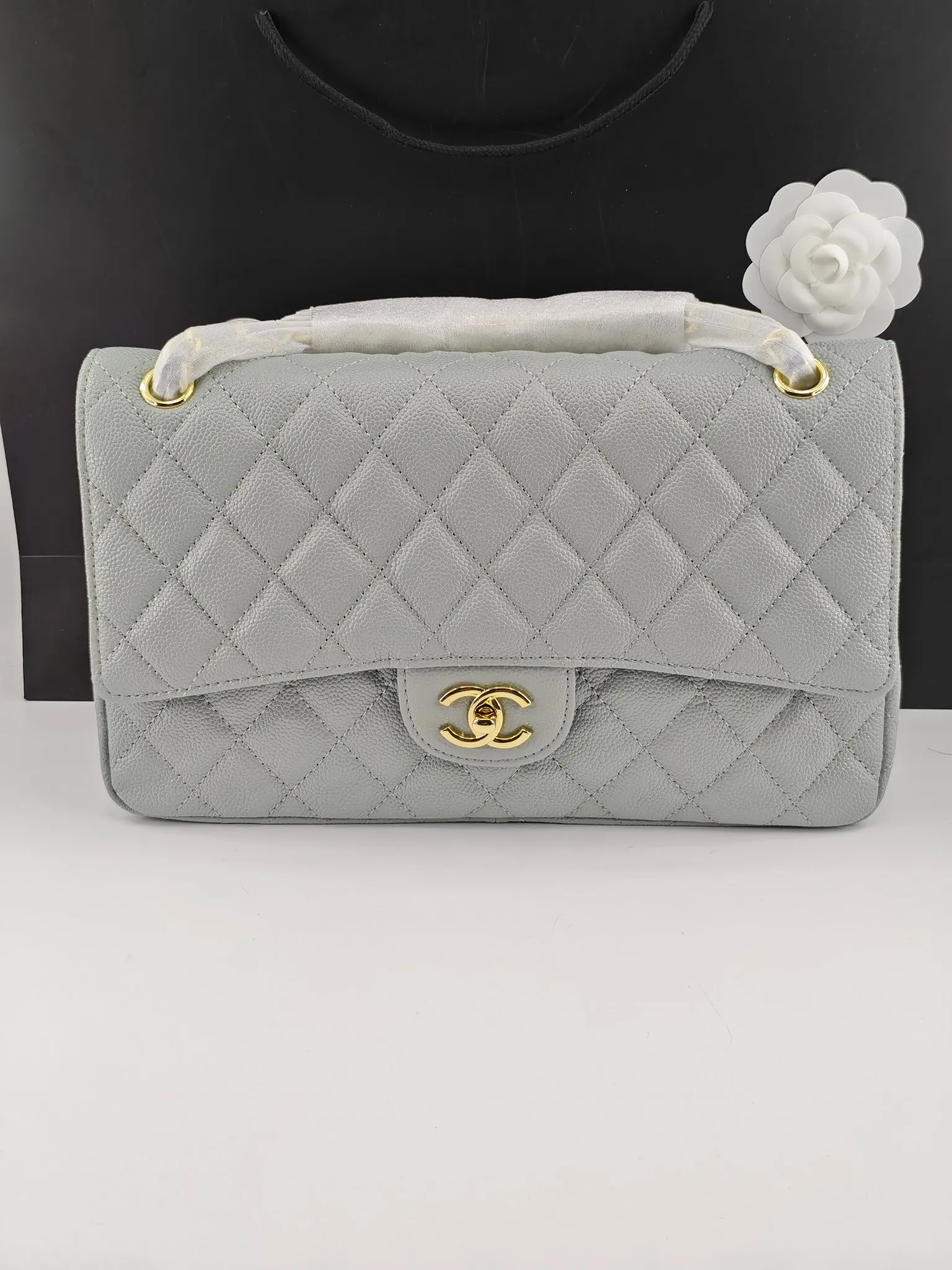 Alternative view of CHANEL Small Classic  Flap Handbag Caviar Light Gold A01113