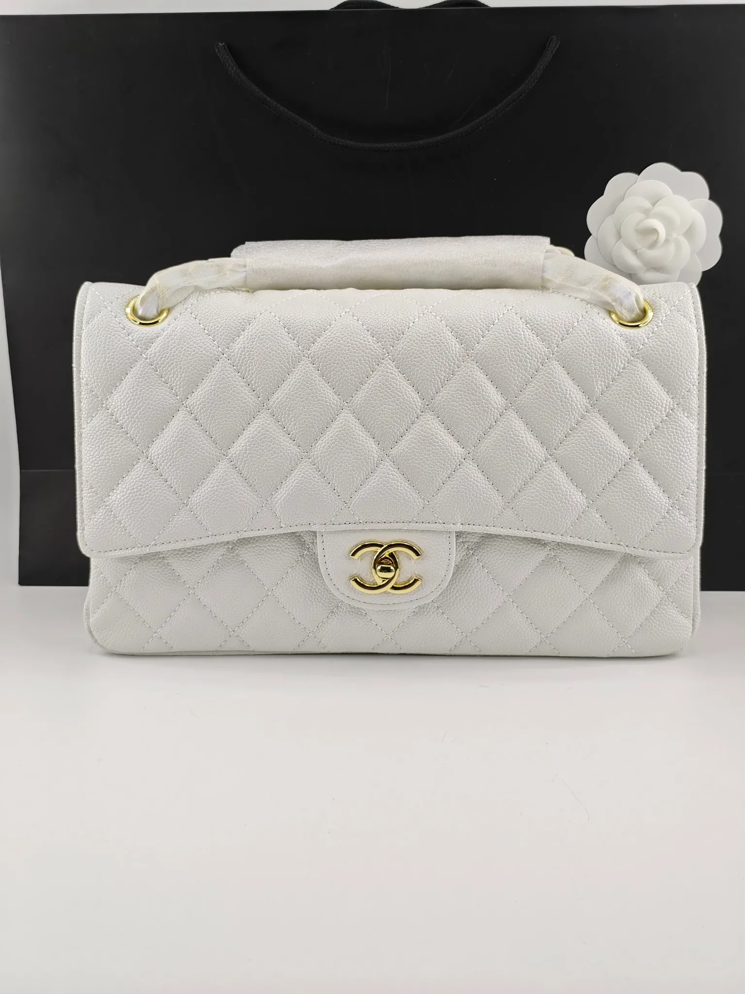 Alternative view of CHANEL Small Classic Flap Handbag Lambskin Gold A01113