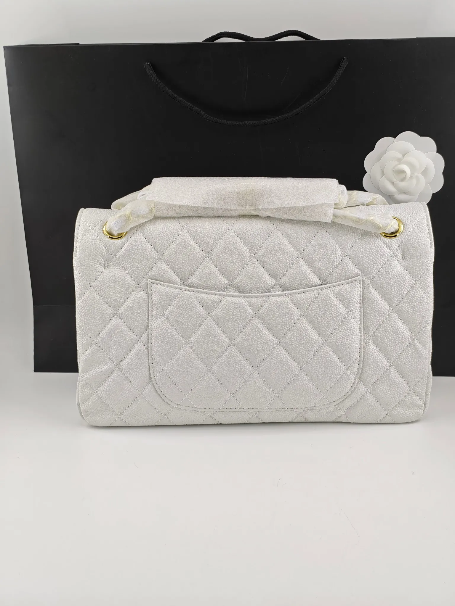 CHANEL Small Classic Flap Handbag Lambskin Gold A01113 - 图片 4