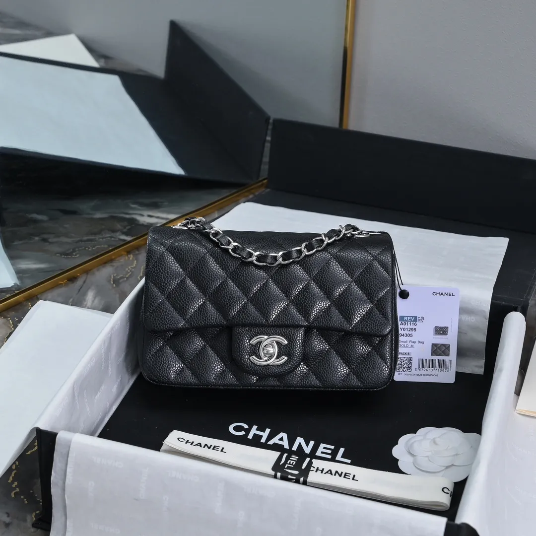 Alternative view of CHANEL Mini Flap Bag Caviar Silver A01116