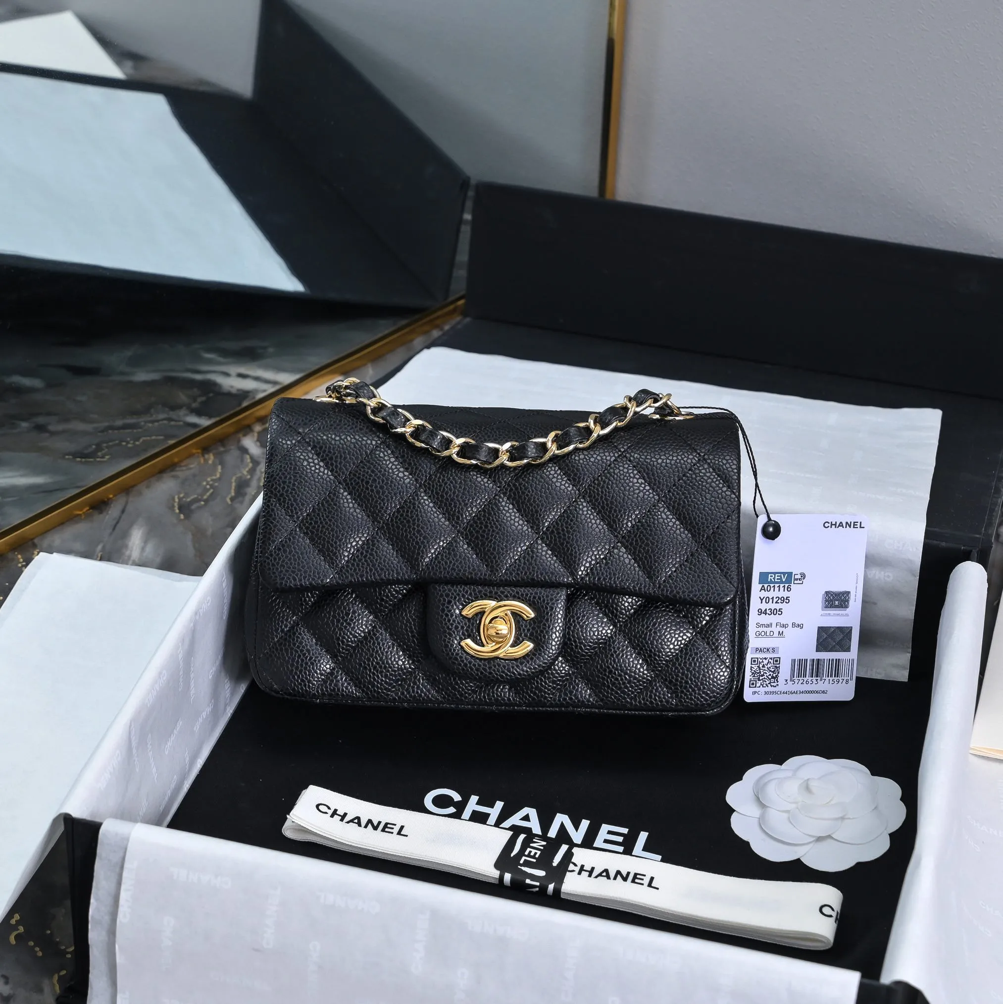 CHANEL Mini Flap Bag Caviar Gold A01116 - 图片 2