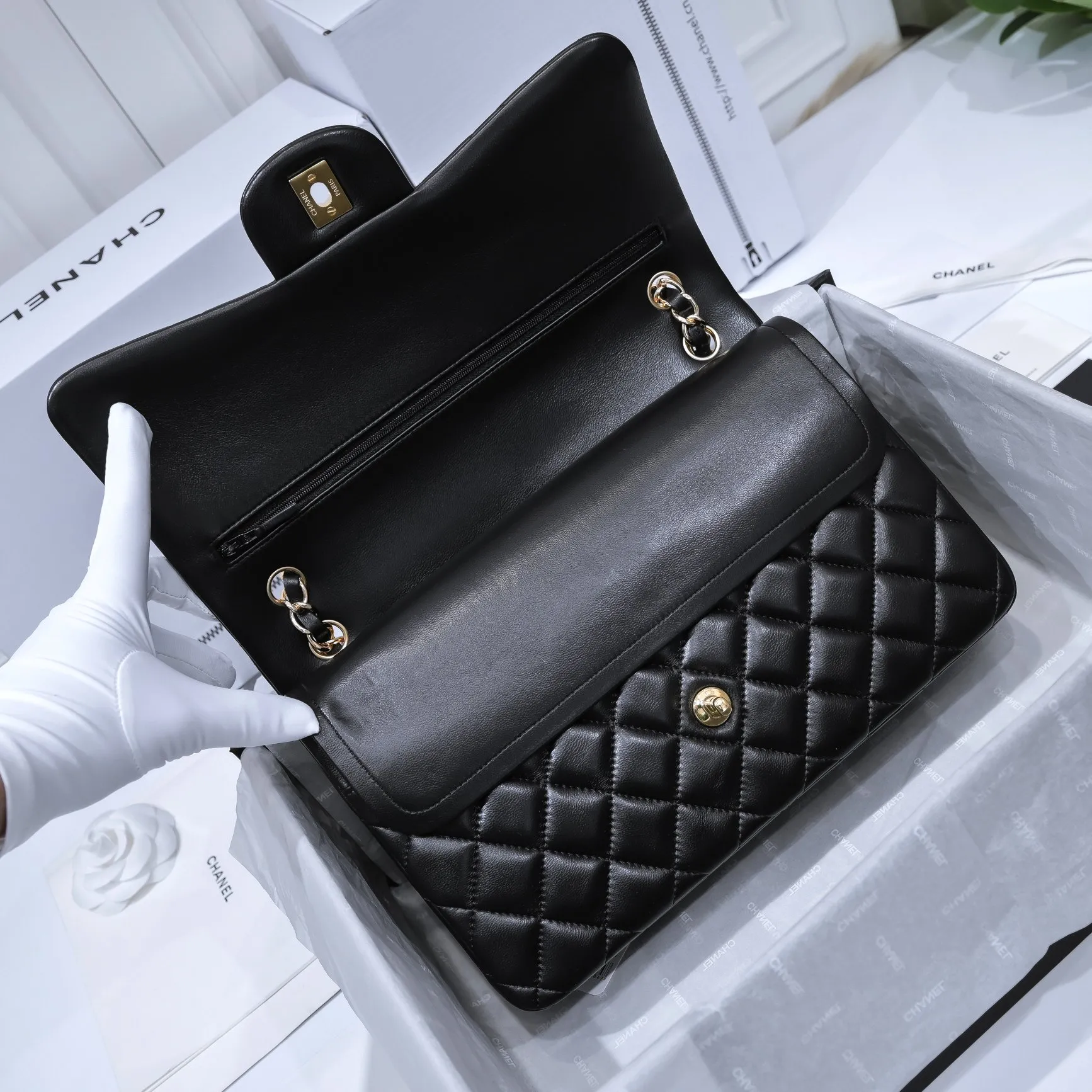 CHANEL Large Classic Flap Handbag Caviar Gold A58600 - 图片 7
