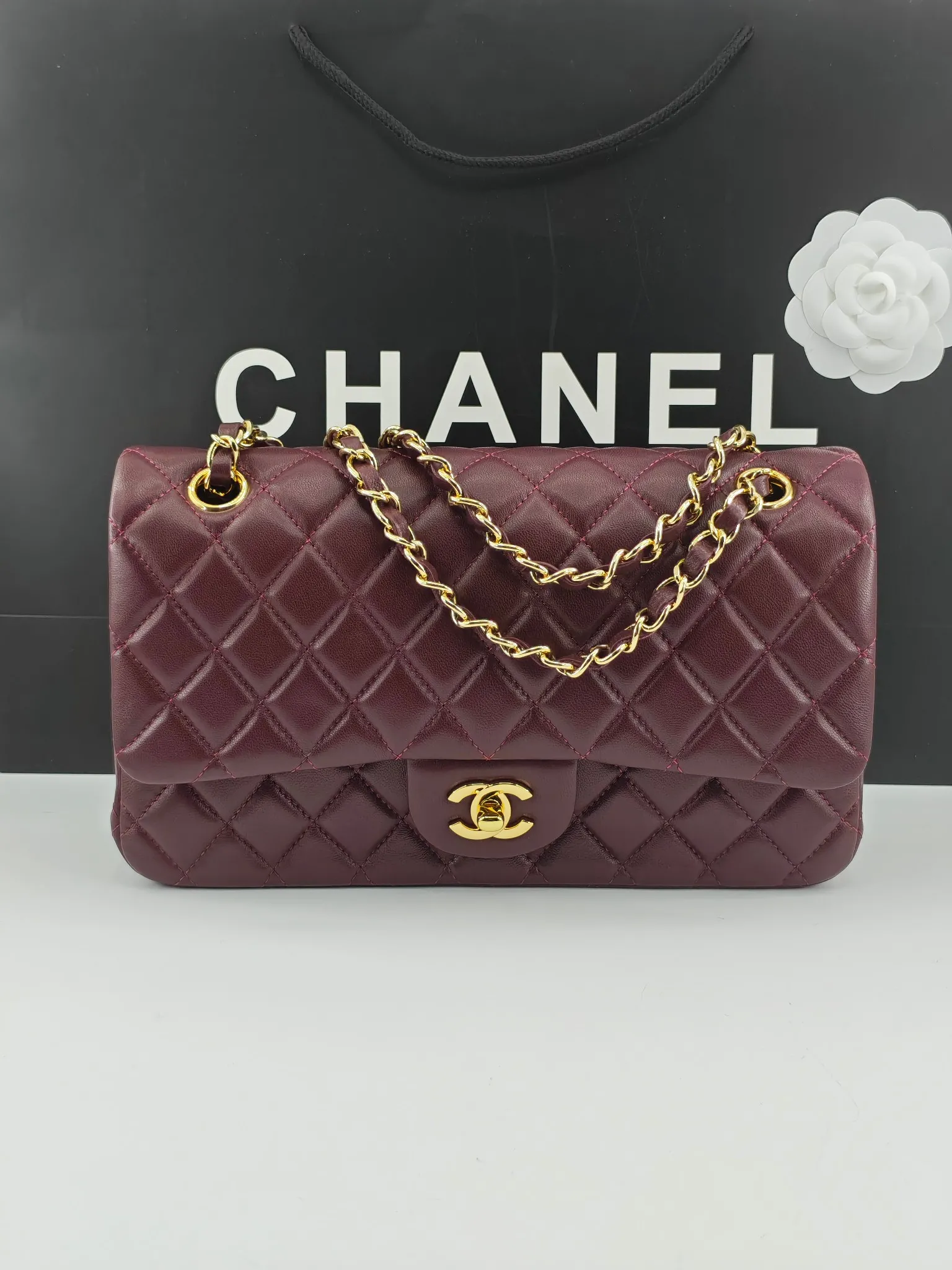 CHANEL Classic Flap Handbag Medium Lambskin Gold A01112 - 图片 2