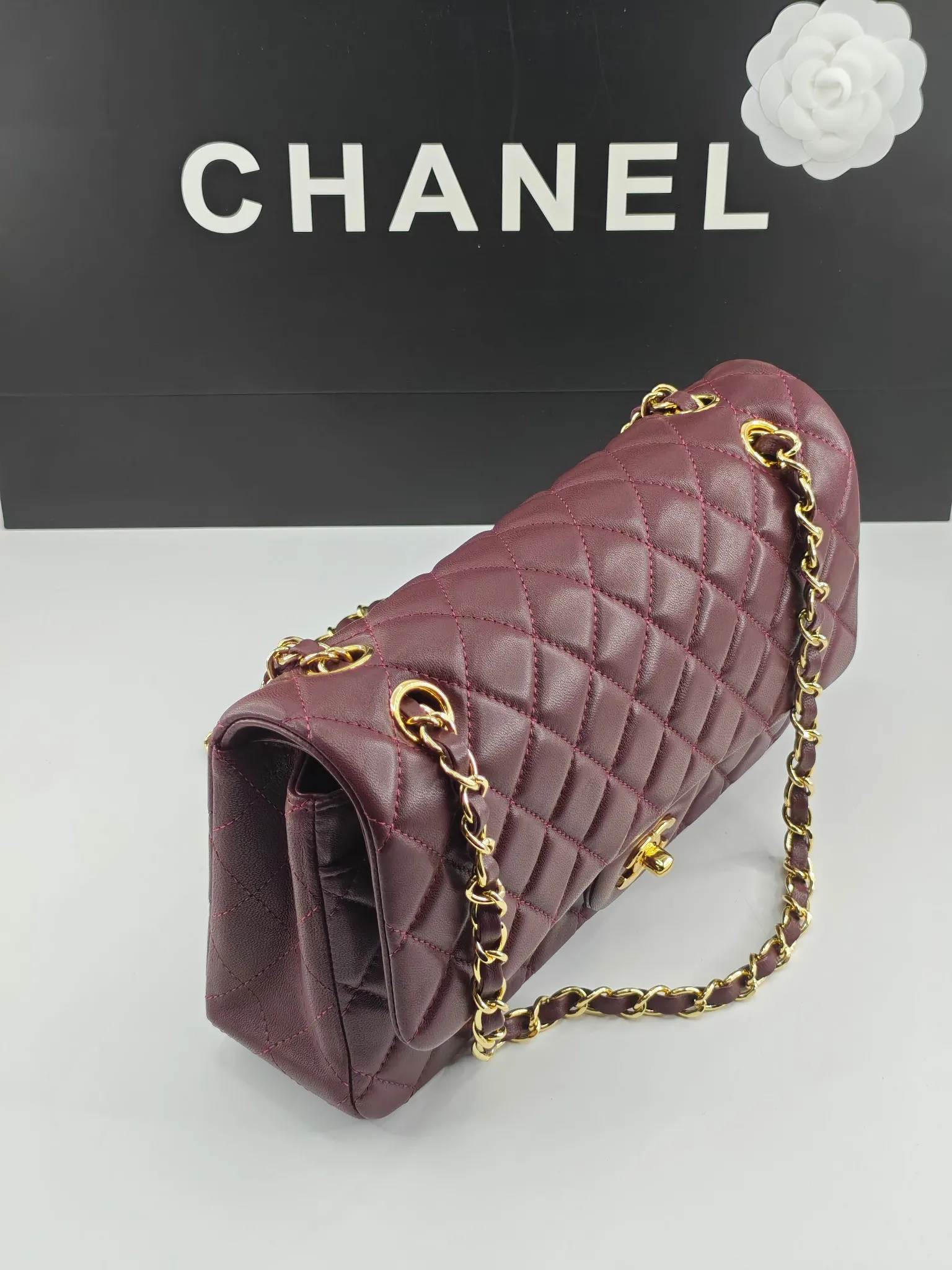 CHANEL Classic Flap Handbag Medium Lambskin Gold A01112 - 图片 7