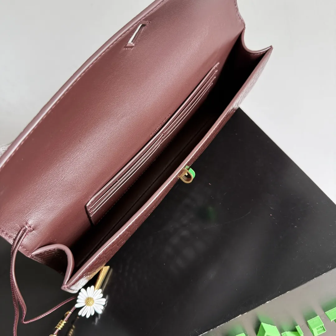 Bottega Veneta Andiamo Clutch Burgundy in Crocodile Pattern 741511 - Image 10