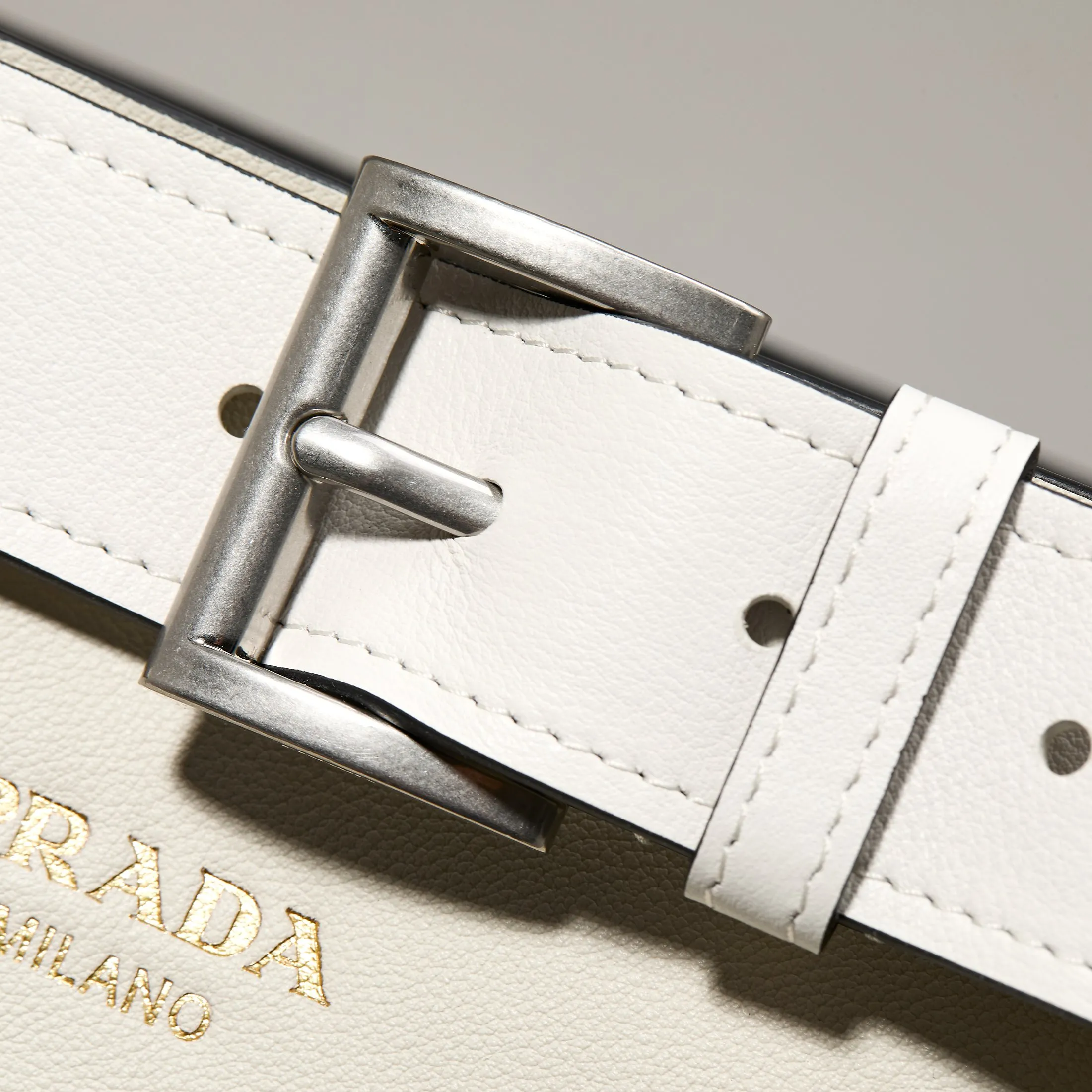 Prada Buckle Leather Bucket Bag With Belt 1BE085 - Image 6