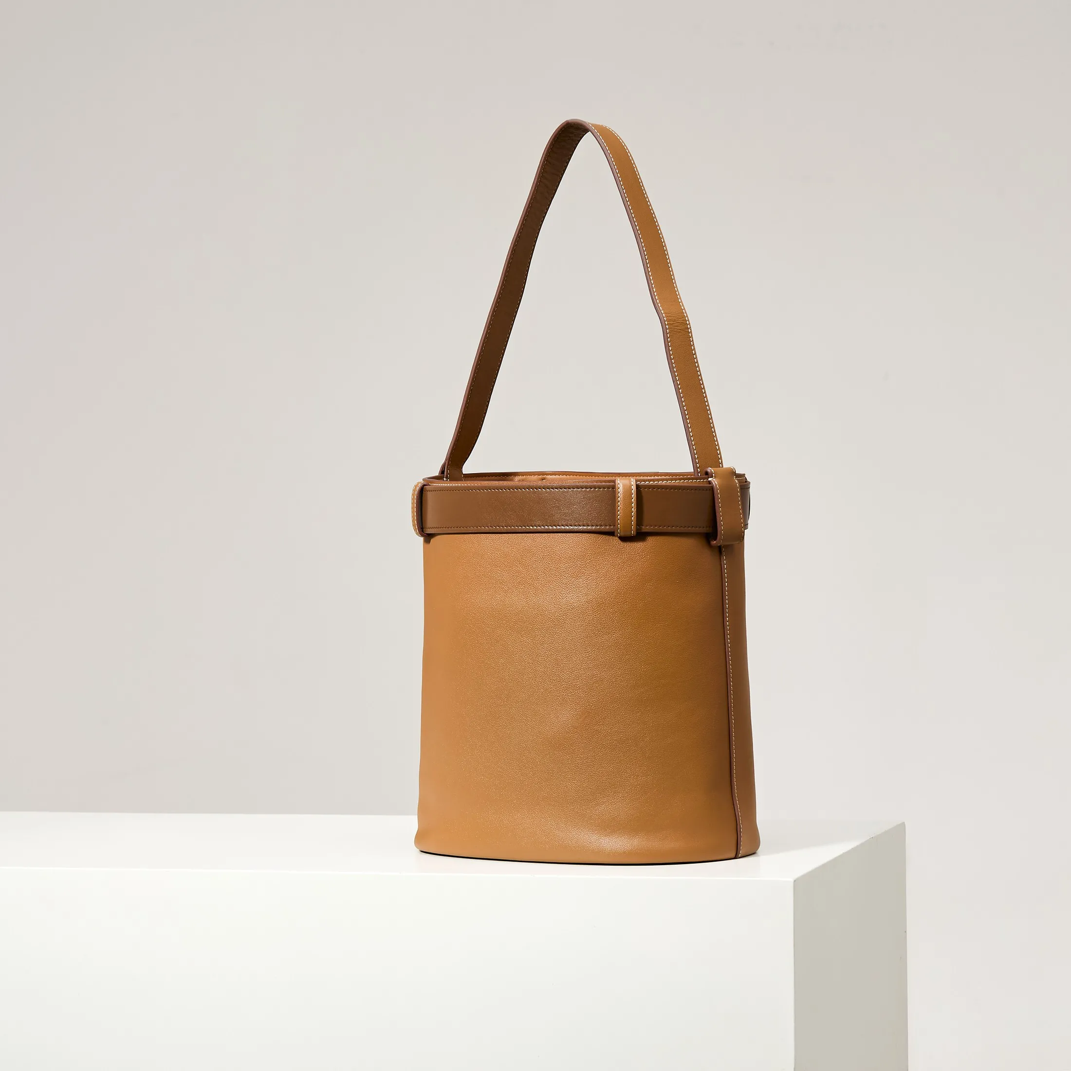 Prada Buckle Leather Bucket Bag With Belt 1BE085 - Image 3