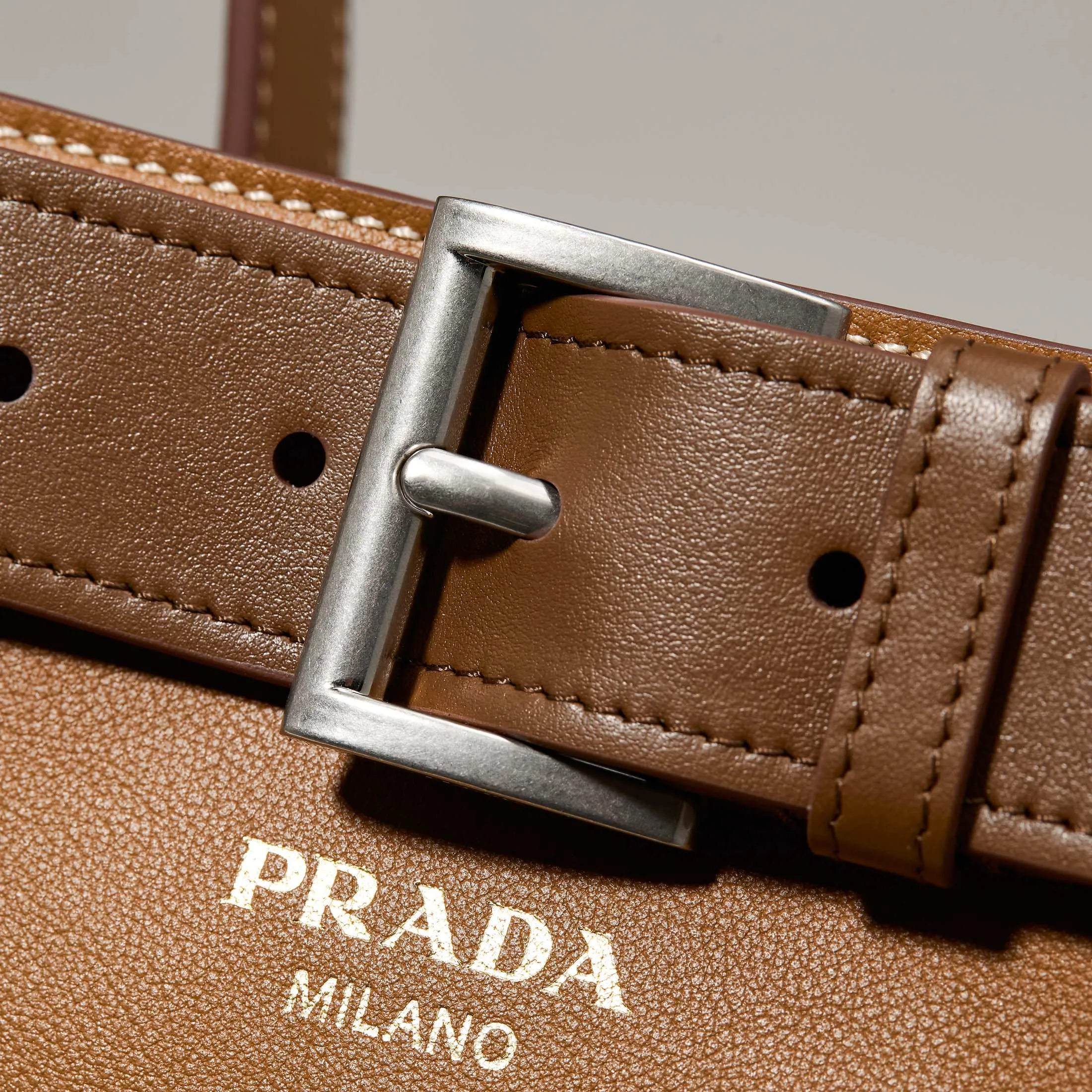 Prada Buckle Leather Bucket Bag With Belt 1BE085 - Image 6