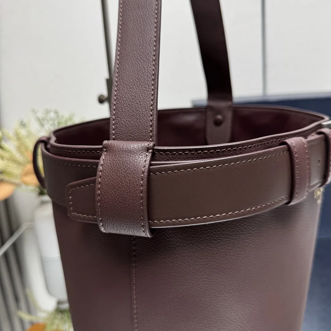 Prada Buckle Leather Bucket Bag With Belt 1BE085 - Image 7
