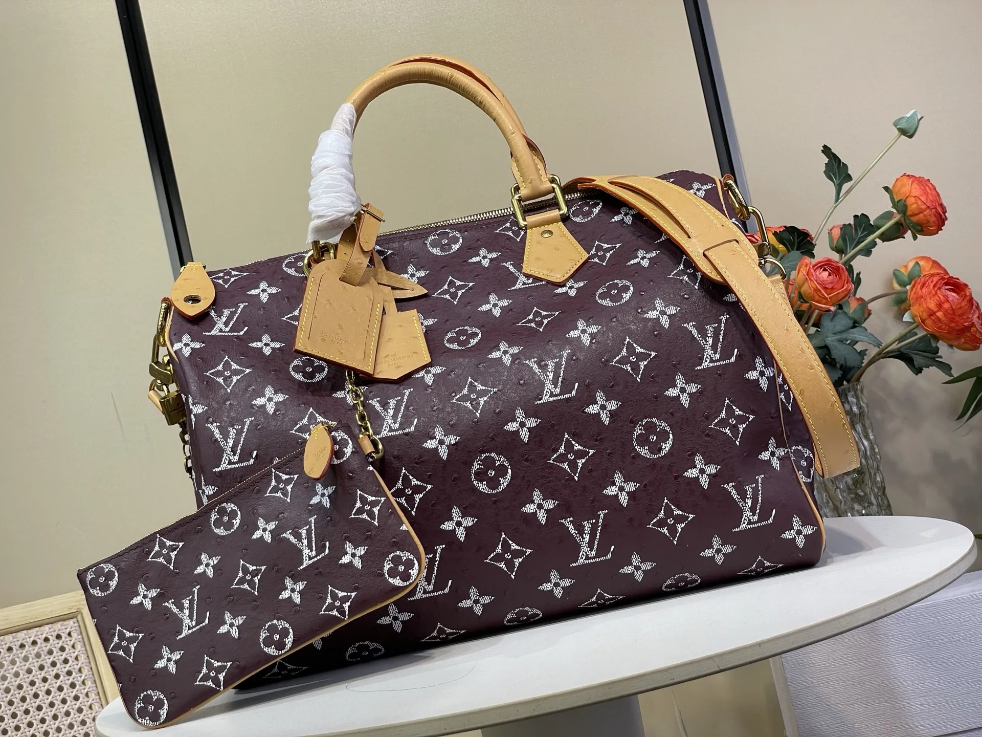 Alternative view of Louis Vuitton Speedy P9 Bandouli??re 40 Monogram Ostrich-Embossed Cowhide M24417