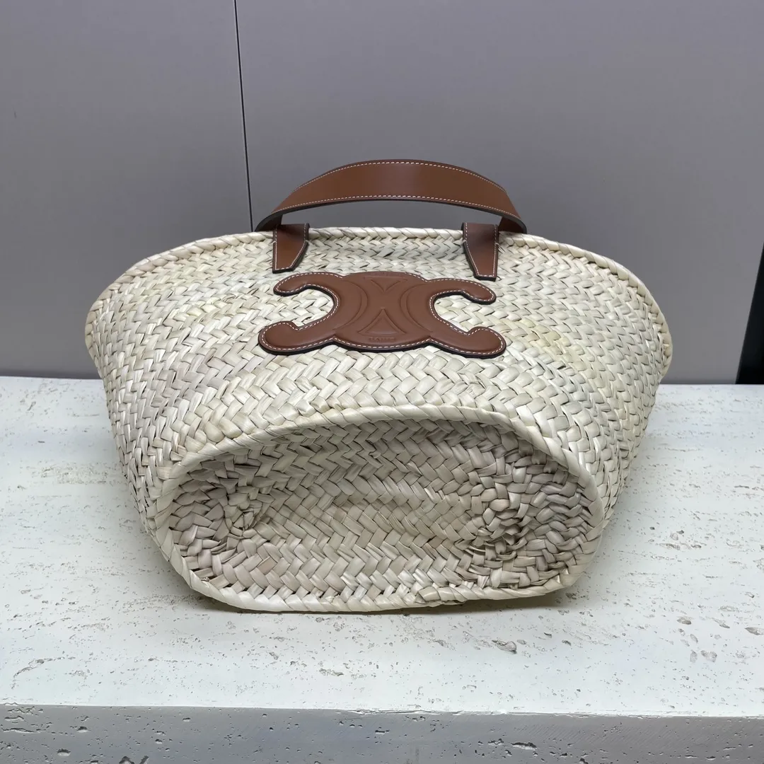 Celine MEDIUM CELINE CLASSIC PANIER IN palm leaves and Calfskin 192622 - Image 5