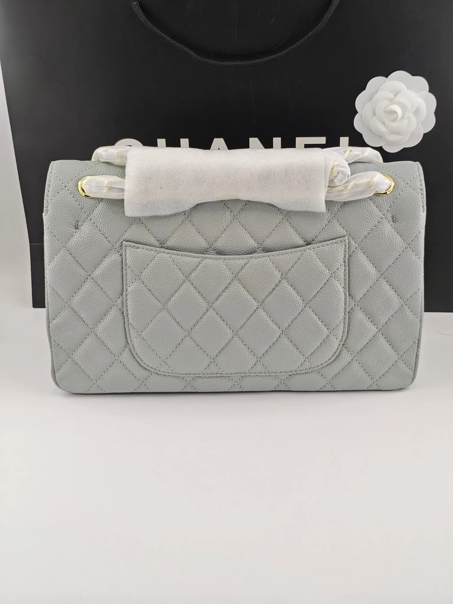 CHANEL Small Classic Flap Handbag Lambskin Gold A01113 - 图片 4