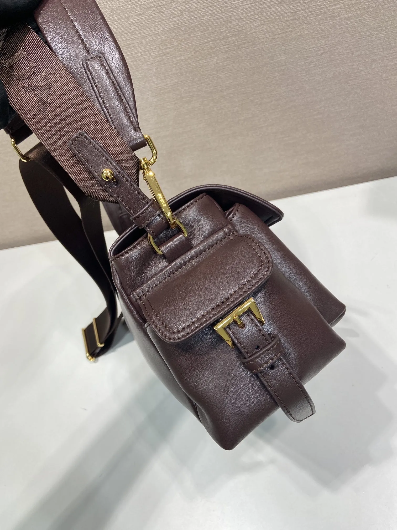 Prada Explore medium nappa leather shoulder bag with flap 1BD394 - Image 6