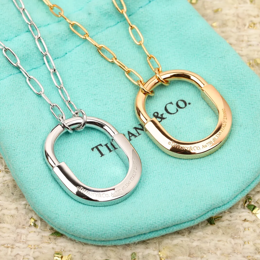 Tiffany Lock Necklace with Pav?? Diamonds, Medium 72355776 - Image 4